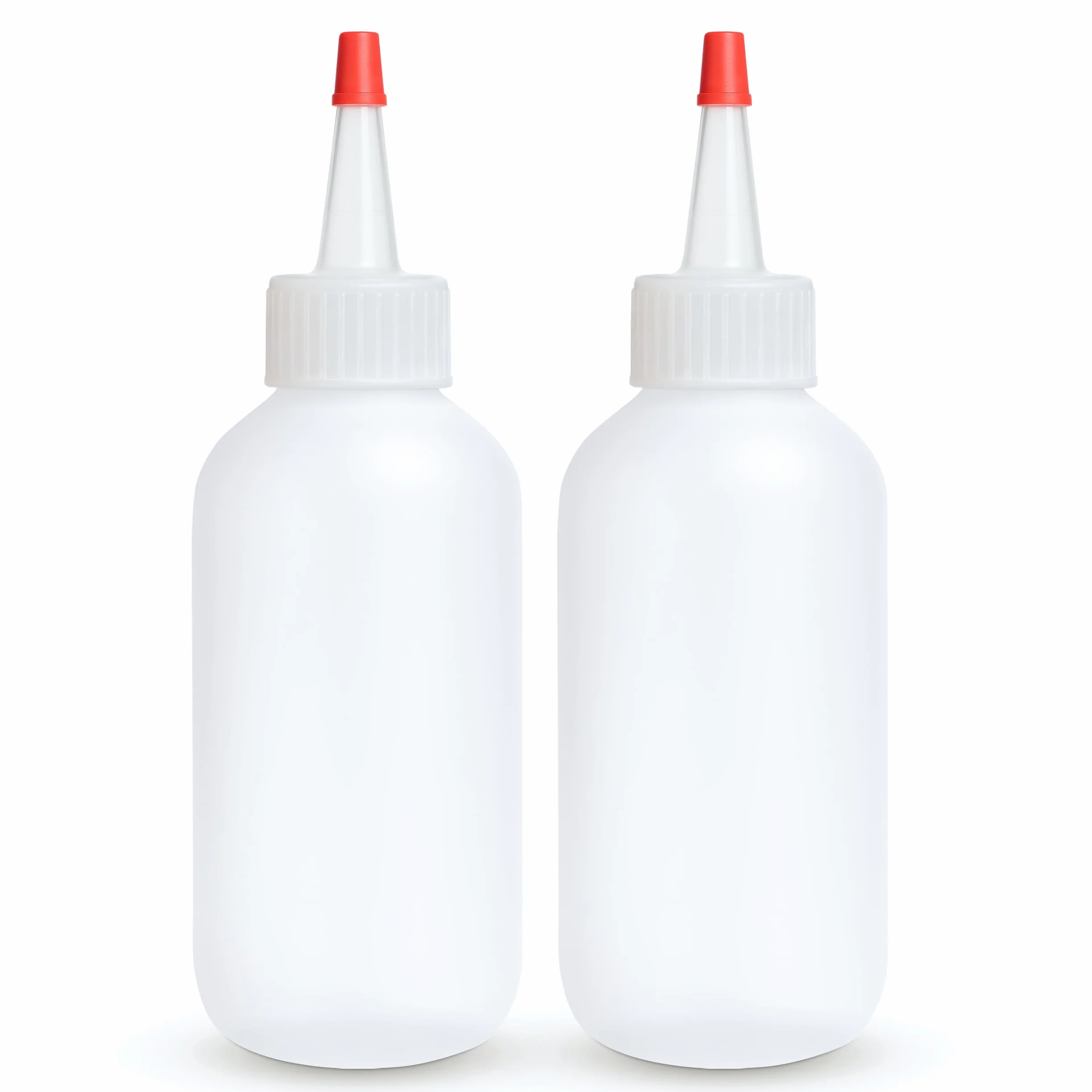 BRIGHTFROM Butelki do wyciskania przypraw – 113 ml pustych butelek, czerwona nasadka, szczelna, idealna do ketchupu, musztardy, syropu, sosów, opatrunku, oleju, sztuki i rzemiosła, tworzywo sztuczne bez BPA – 2 sztuki