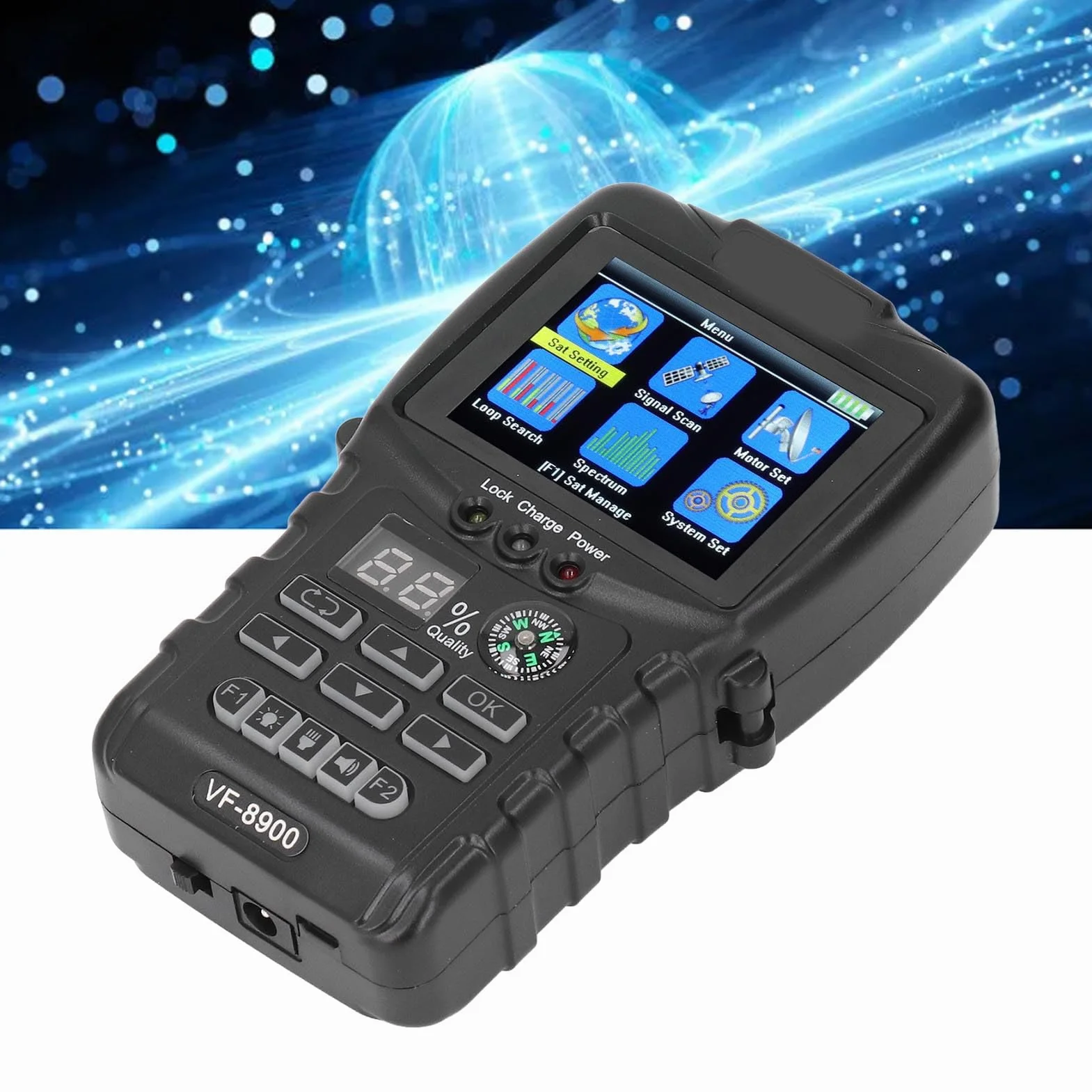 Cyfrowy Miernik z Celownikiem Satelitarnym, VF-8900 950-2150 MHz DVB-S/S2/MPEG 2/MPEG 4 Miernik Siły Sygnału Satelitarnego, Wyświetlacz TFT LCD 2,4, Mini Wizjer SAT do Regulacji