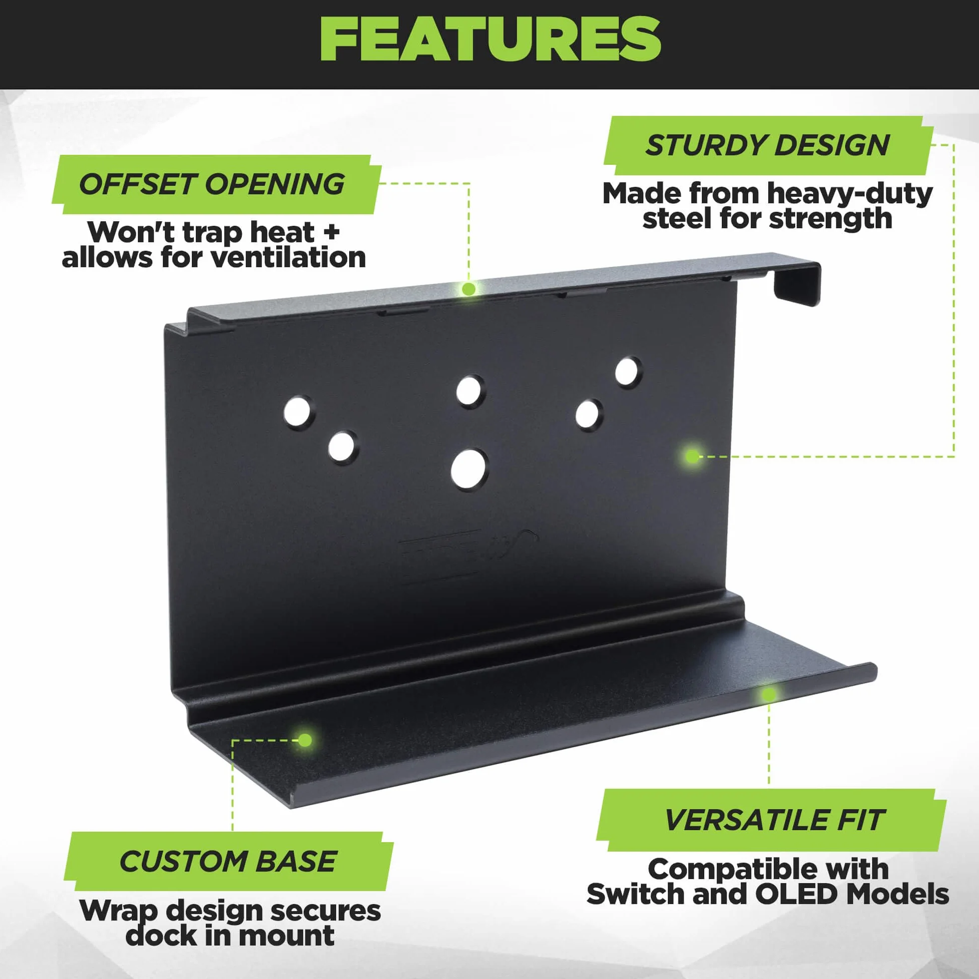 HIDEit Mounts Nintendo Switch Wall Mount Steel Bracket for Switch & Switch OLED