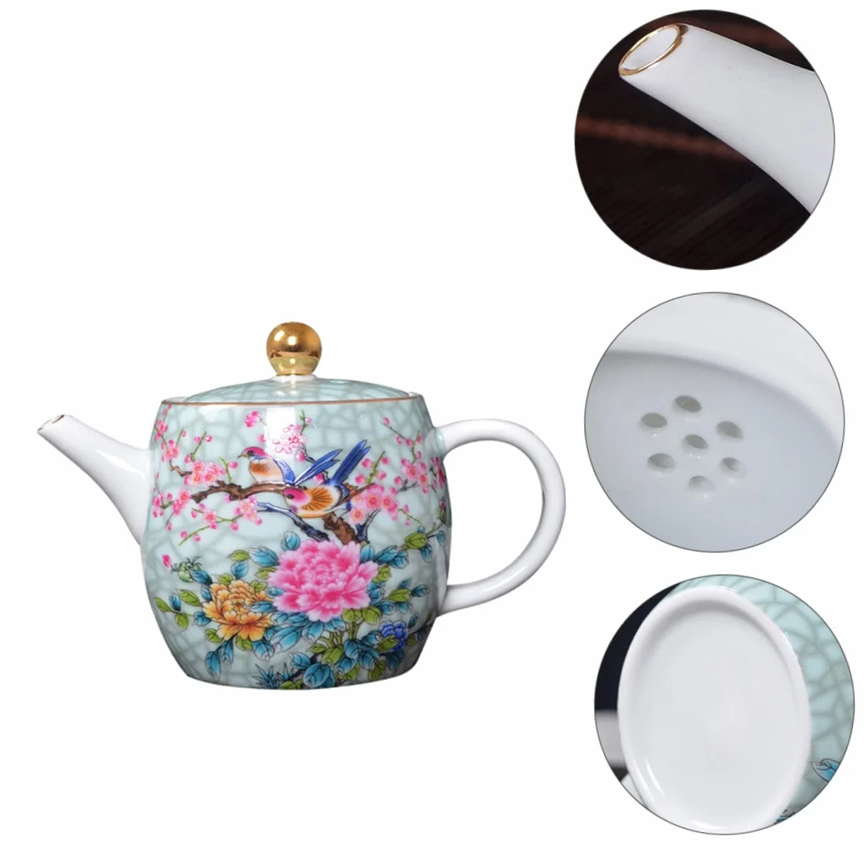 Cabilock 1kawałek Czajniczek Ceramiczny Ręcznie Malowanym Wzorem Kwiatów Idealny Do Serwowania Herbaty Odporny Wysoką Niską Temperaturę Doskonały Spotkania Domu Biurze