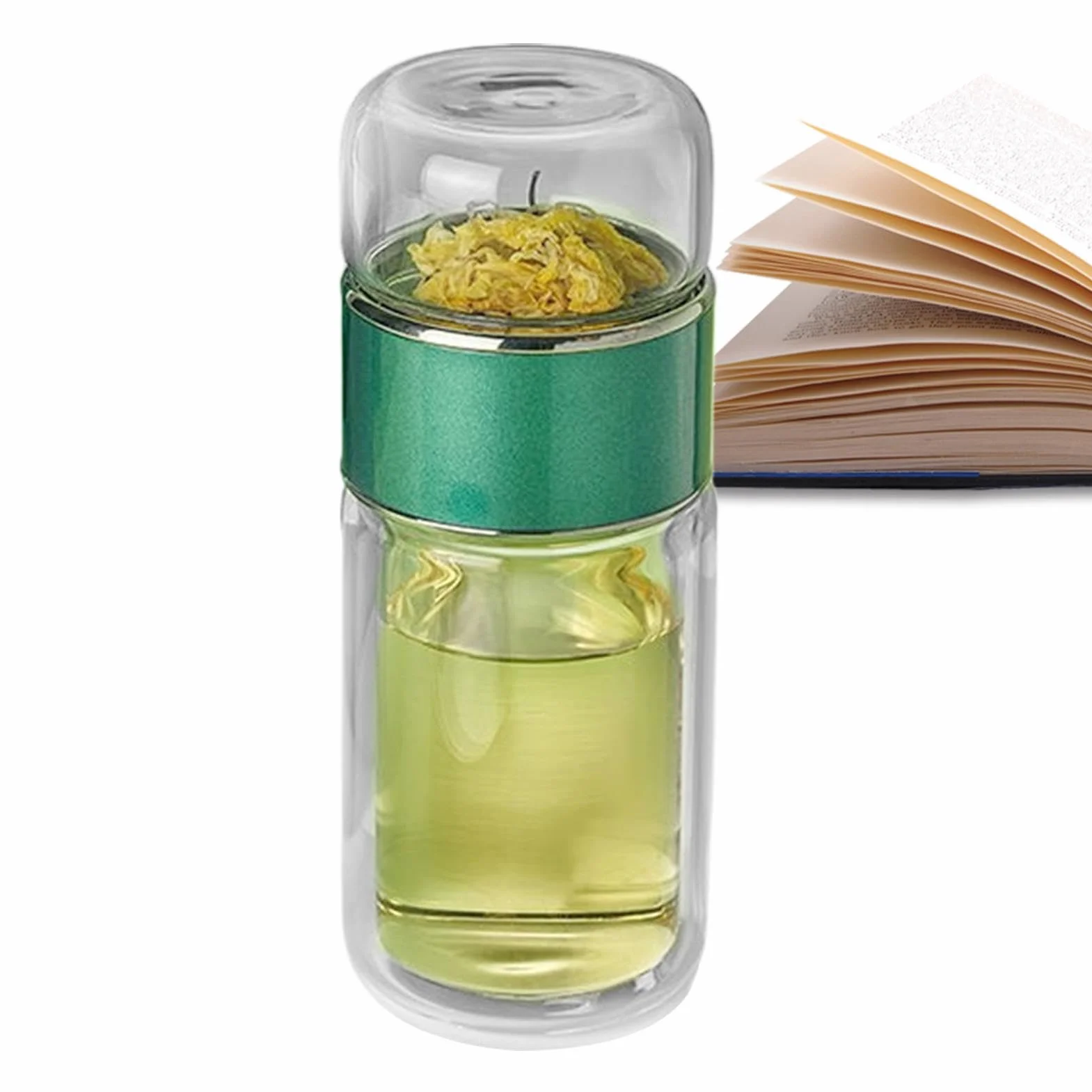 Infusifie Zaparzacz do herbaty 3 w 1 szklany butelka z podwójną warstwą separacji herbaty i wody szczelny