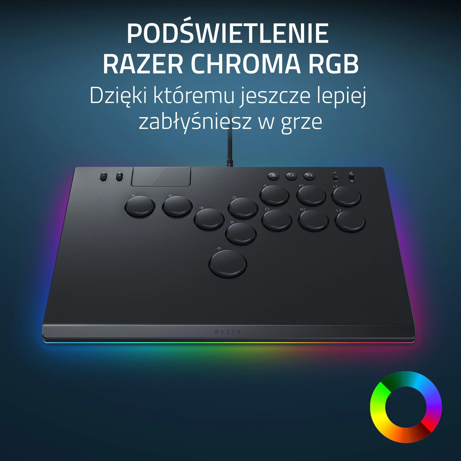 Razer Kitsune - Optyczny kontroler zręcznościowy tylko klawisze do PS5 i PC (Precyzyjny układ czterech przycisków ruchu, Liniowe niskoprofilowe przełączniki optyczne Razer) Czarny