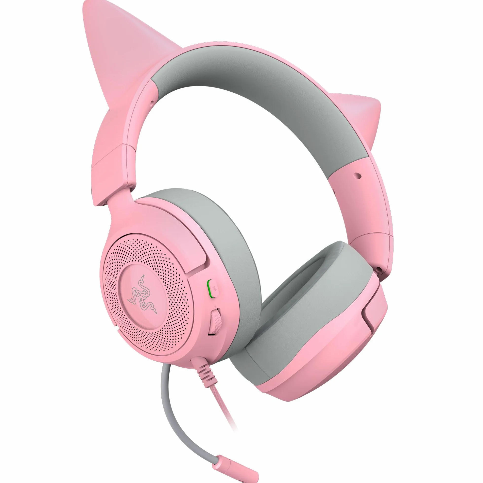Razer Kraken Kitty V3 X - przewodowy zestaw słuchawkowy Kitty do gier - kultowe uszy Kitty - lekki, waży tylko 270g - mikrofon HyperClear Cardioid - przetworniki TriForce 40mm | Quartz