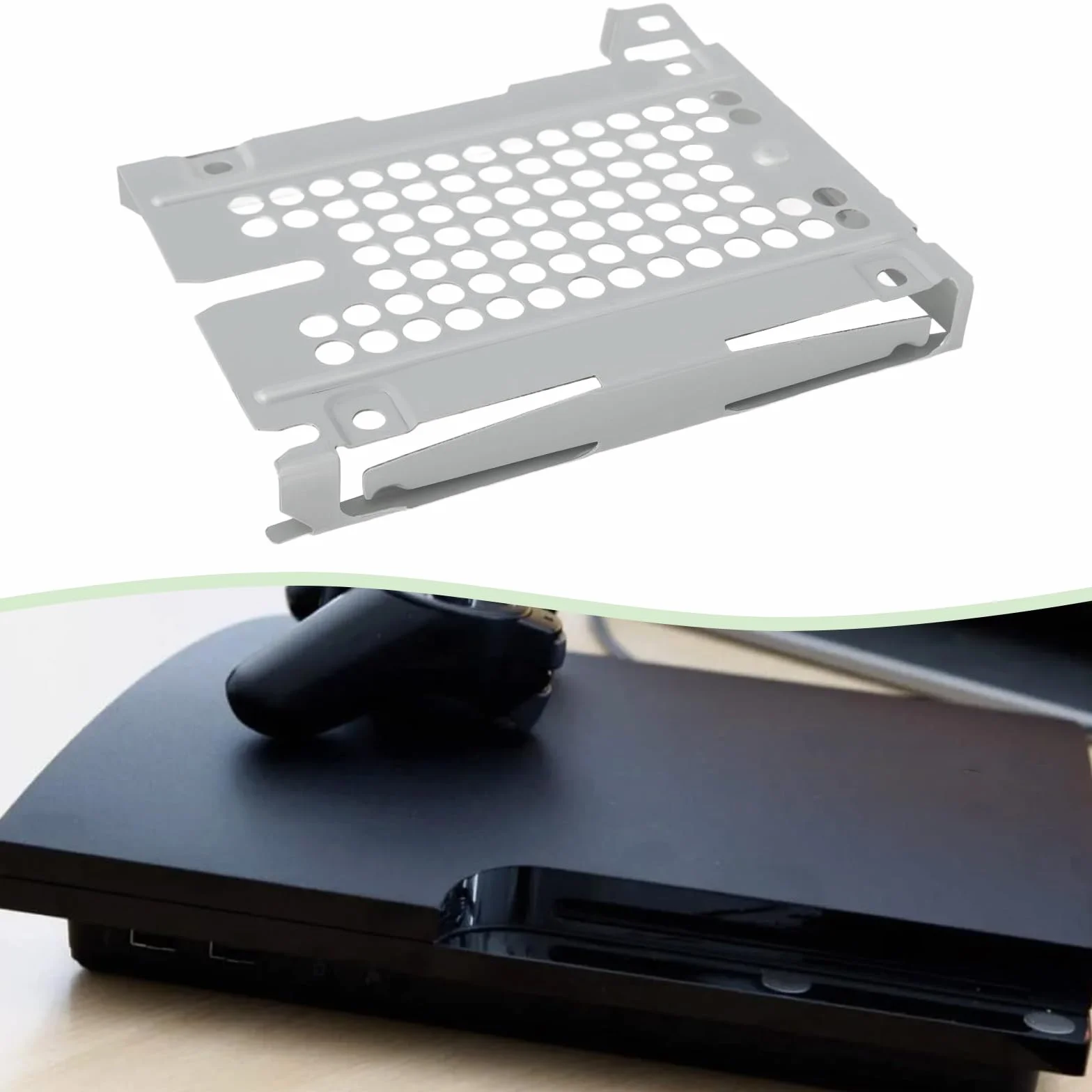 ECSiNG 1 szt. Zestaw wsporników montażowych do dysku twardego, uchwyt na tacę do montażu HDD, ze śrubami, kompatybilny z PlayStation3 SLIM, kompatybilny z PS3 SLIM