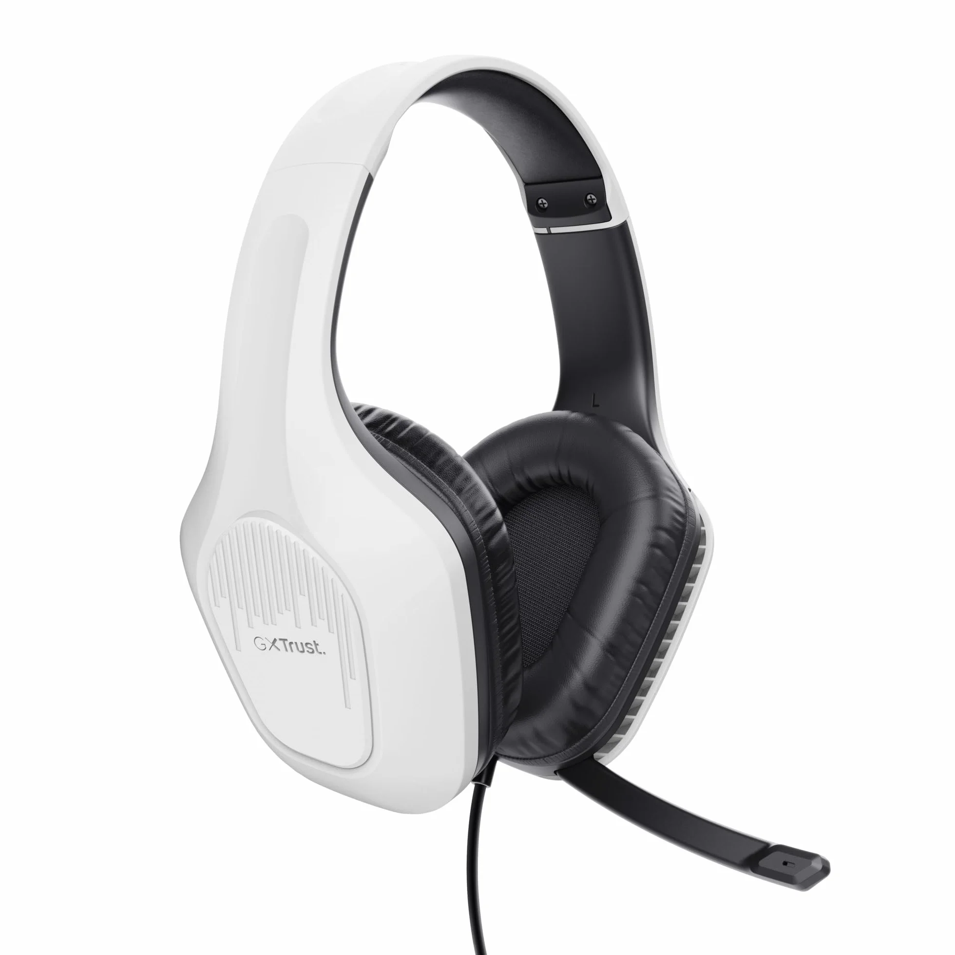 GXTrust 418W Rayne Lekkie Słuchawki Gamingowe PC Xbox PS4 PS5 Switch Smartfon 3.5 mm, Kabel 200cm, Przetworniki 50mm, Odchylany Mikrofon, Przewodowy Zestaw Słuchawkowy Wokółuszny, Biały