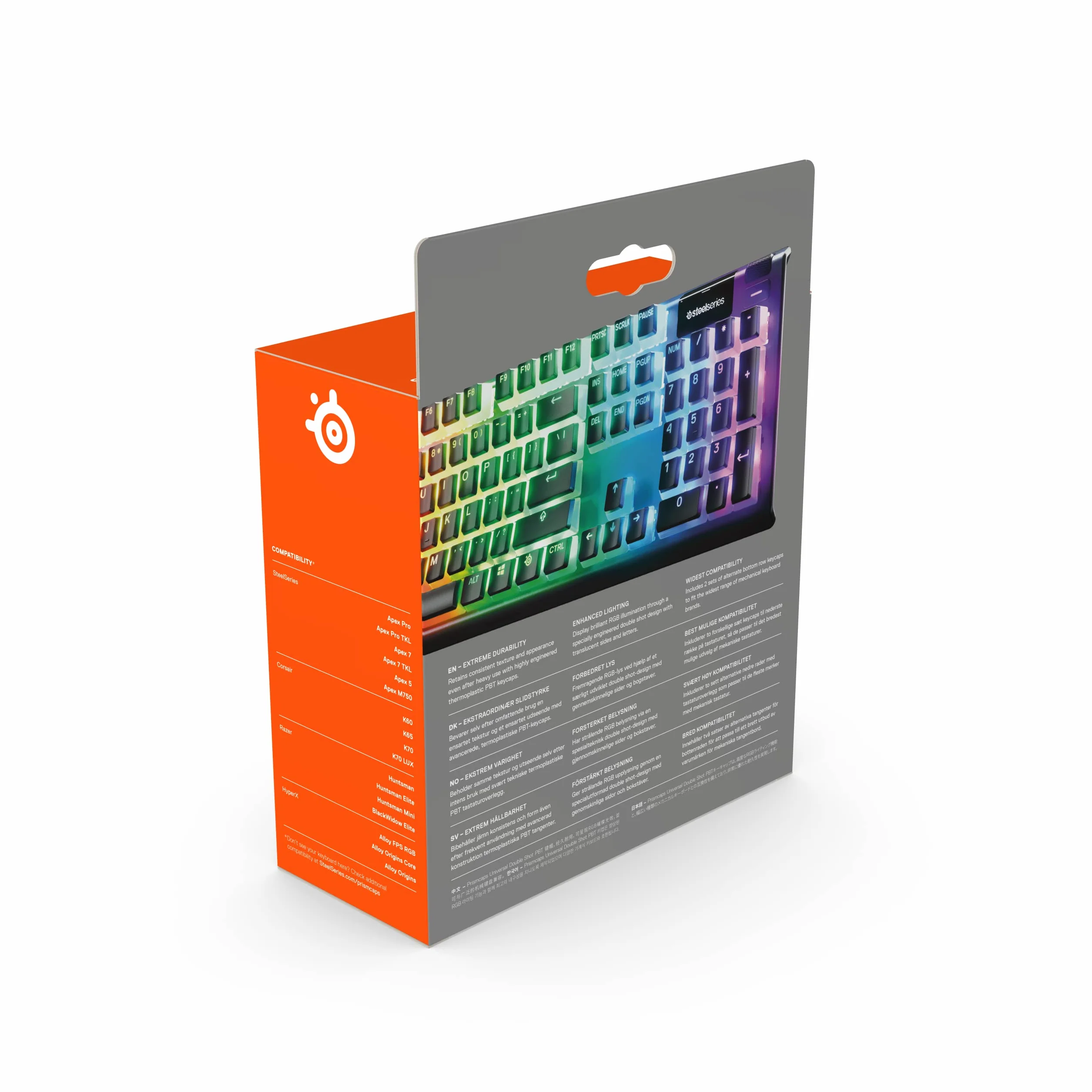 SteelSeries PrismCaps – zestaw klawiszy Double-Shot o wyglądzie "Pudding" – kompatybilność ze wszystkimi popularnymi klawiaturami mechanicznymi – popychacz MX – czarny (niemiecki układ klawiatury)