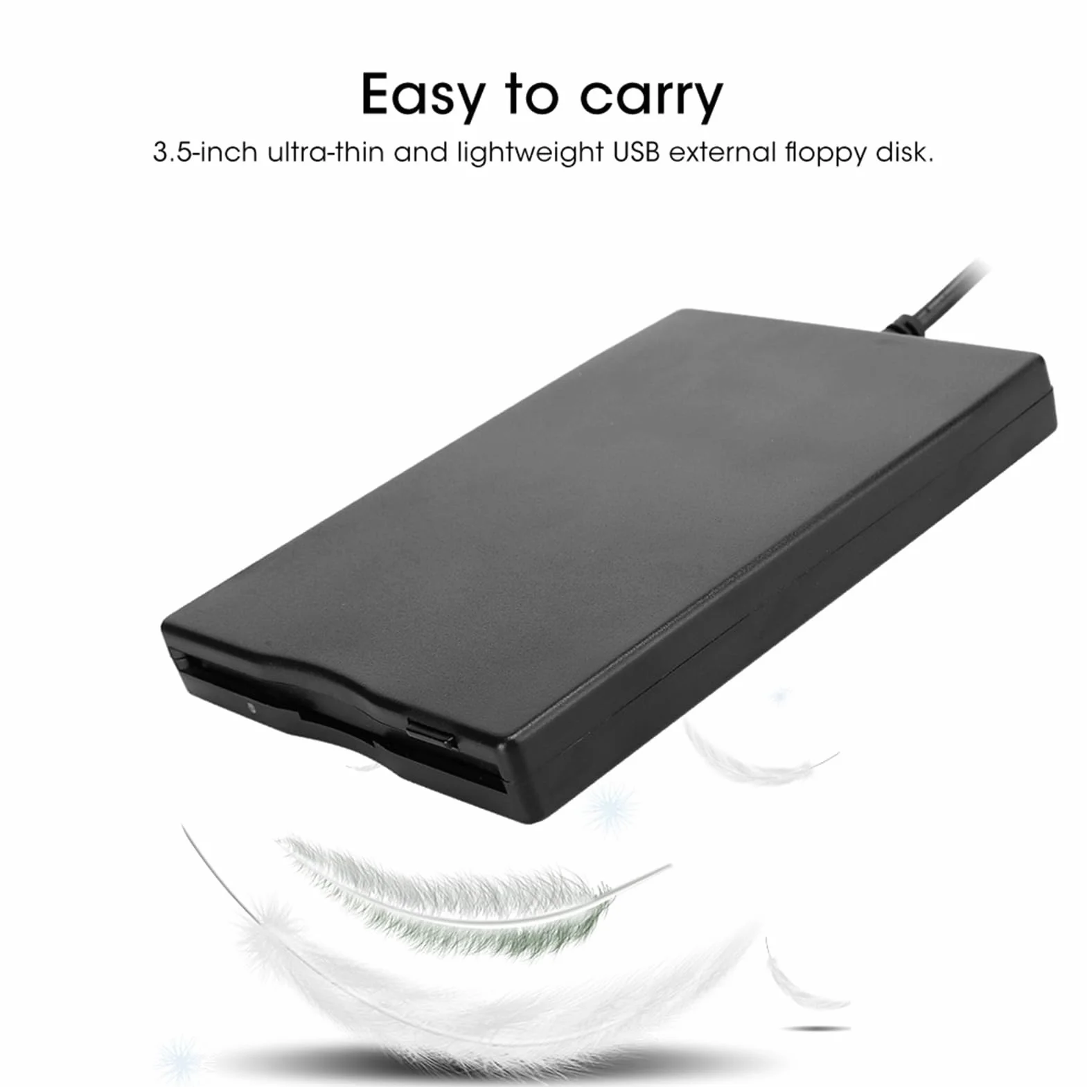 Przenośny zewnętrzny odtwarzacz dyskietek USB 3,5", zdejmowane akcesorium do komputera z kartą, Plug and Play, czarny