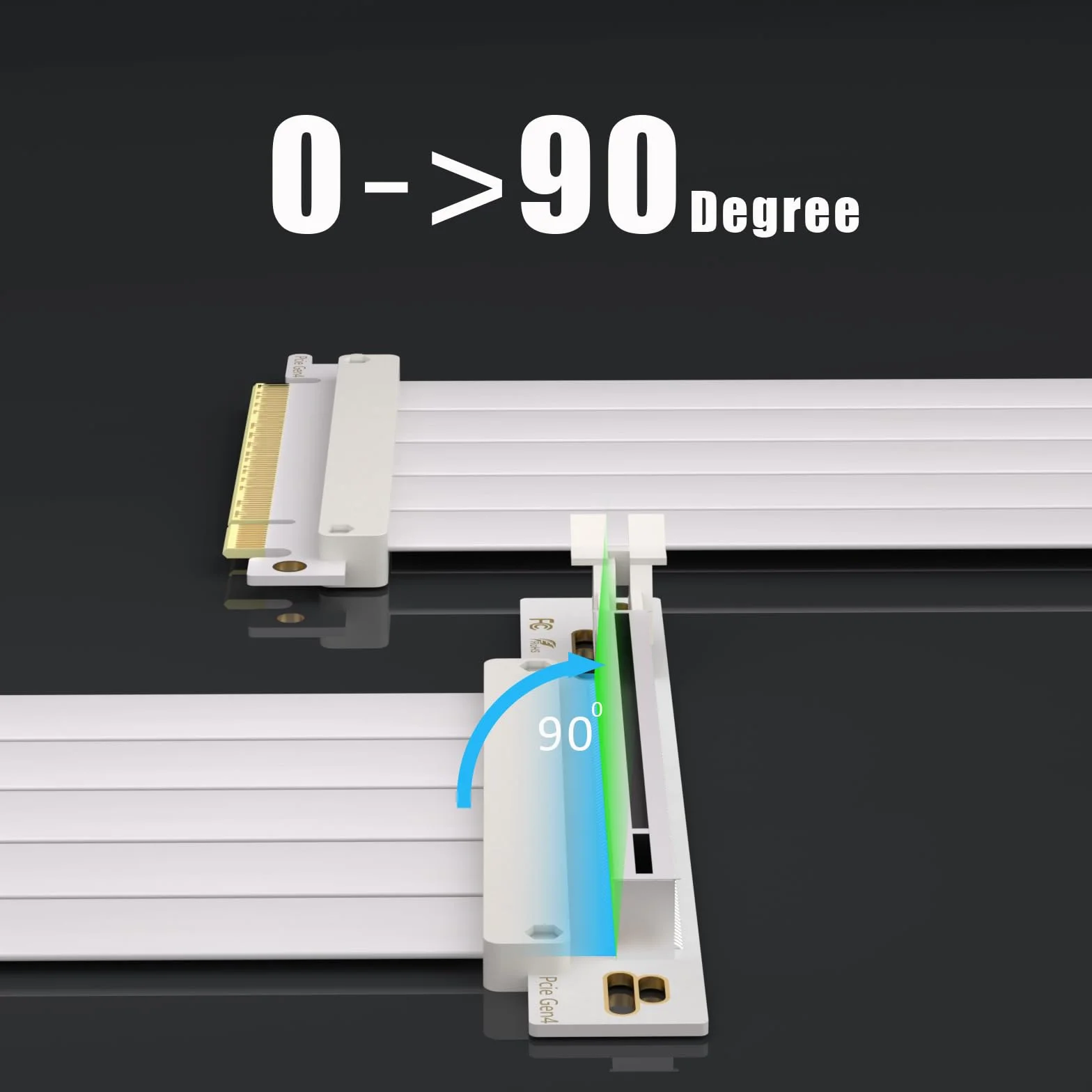 GLOTRENDS 250 mm PCIe 4.0 X16 Kabel riser w kolorze białym do kart graficznych PCIe 4.0/3.0, takich jak GeForce RTX 40/30 Series i AMD Radeon RX7000/RX6000 Series itp.