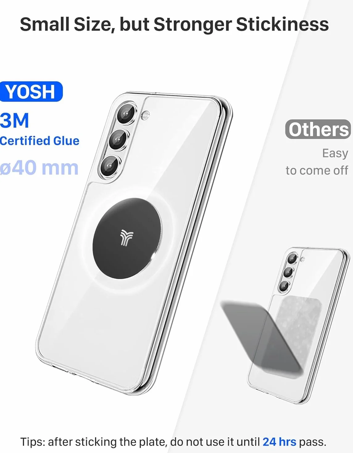 YOSH Magnetyczny Uchwyt na Telefon Samochodowy, Ulepszonymi Magnesami, Superstabily Uchwyt Samochodowy do Kratki Wentylacyjnej, Kompatybilny z iPhone & Samsung, Zawiera Metalowe Płytki