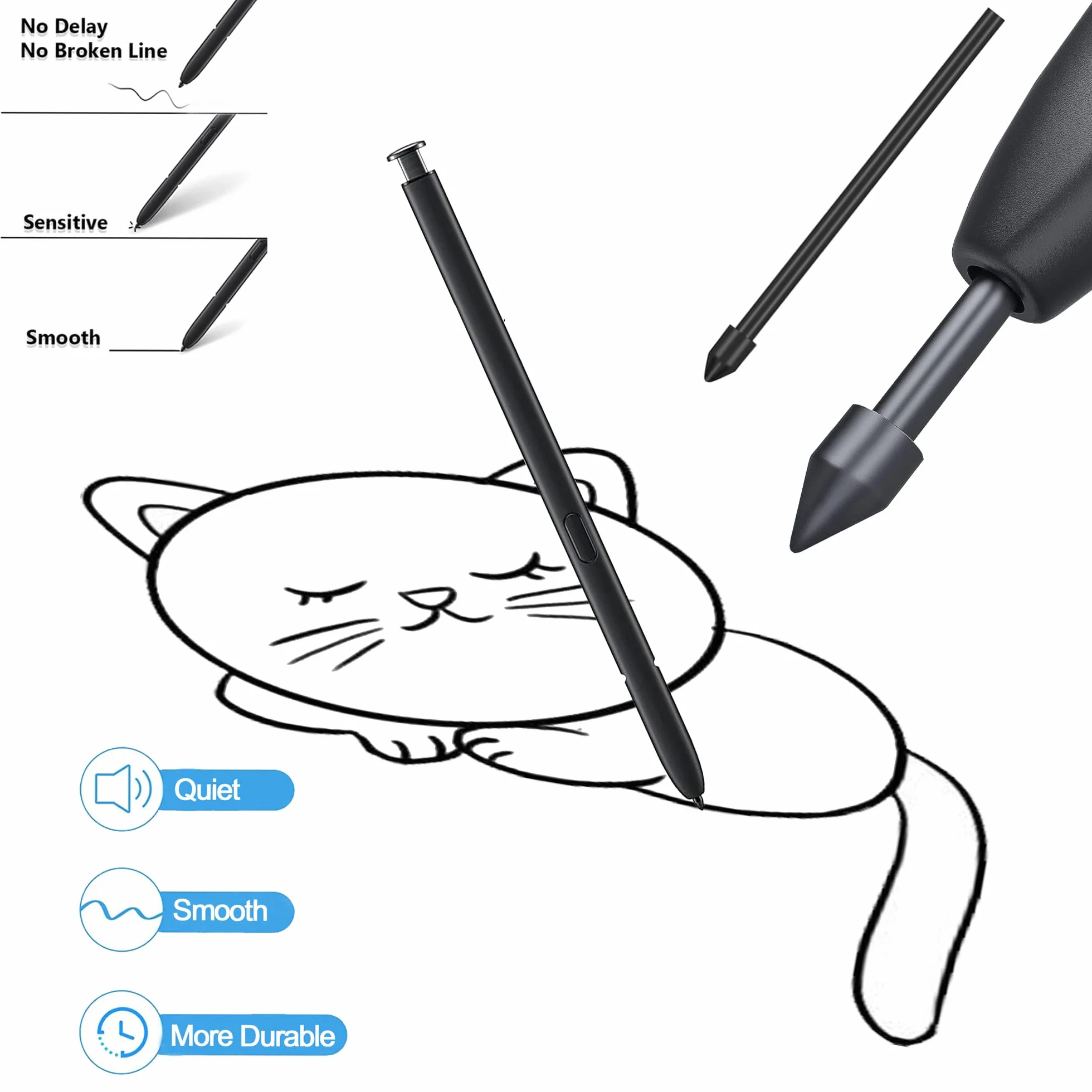 [10 sztuk] wymienne końcówki do Samsung S Pen Galaxy Tab S9/S9 FE/S9+/S9 FE+/S9 Plus/S9 FE Plus/S9 Ultra/S10 Lite/S10 FE/S10 FE+ Plus/S10+ Plus/S10 Ultra/S6 Lite, czarne