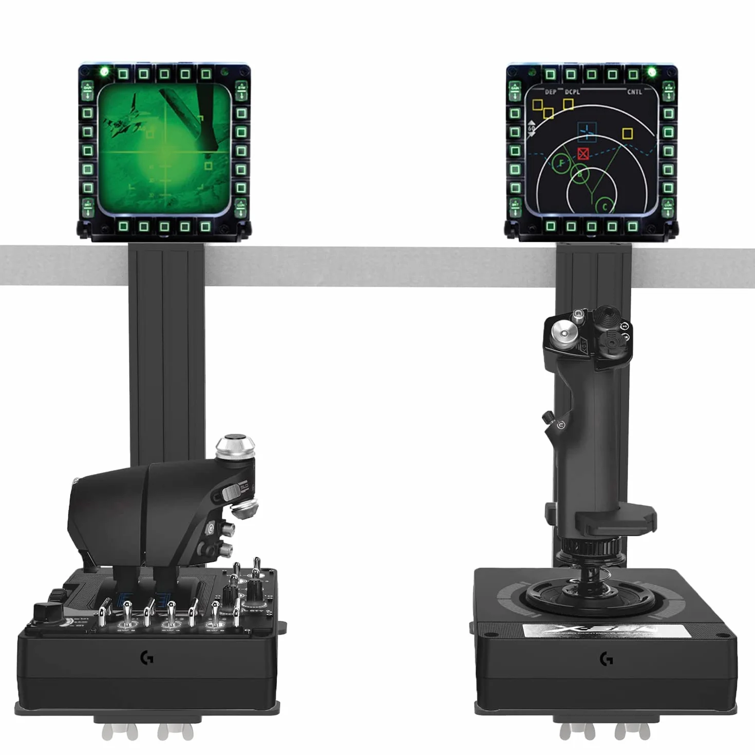 HIKIG 2-częściowy uchwyt biurkowy kompatybilny z Thrustmaster HOTAS Warthog Joystick, przepustnicą i HOTAS, obsługuje również inne urządzenie do gier lotniczych - czarny