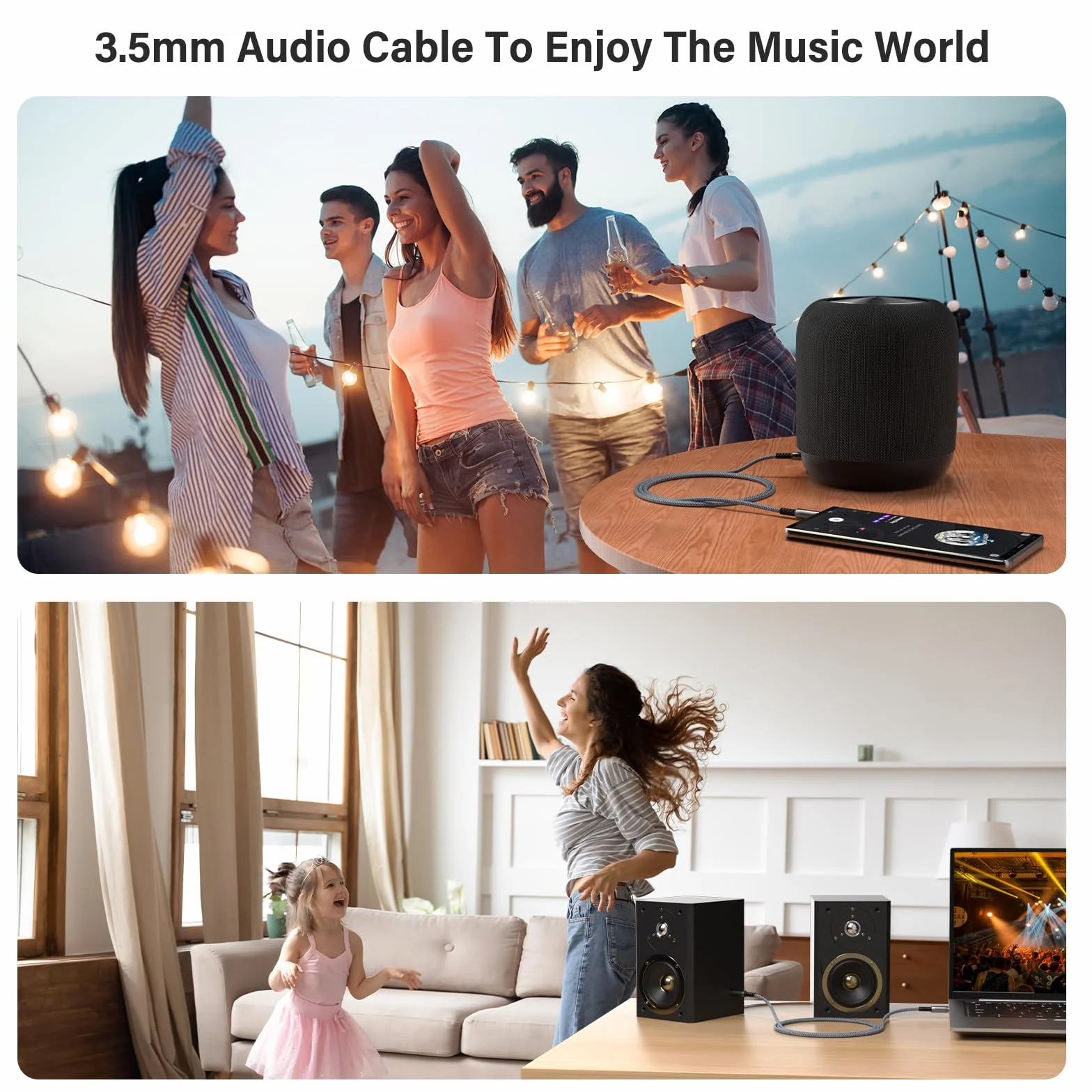 Kabel Aux, kabel audio 3,5 mm jack na jack stereo jack 3,5 [1,2 m] nylonowy pleciony do radia samochodowego, słuchawek, komputera, telefonu komórkowego, systemu stereo, tabletu, głośnika, odtwarzacza