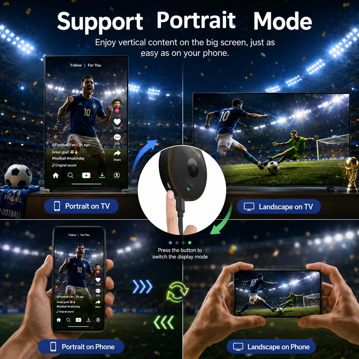 EZCast Ultra U2 4K/60Hz bezprzewodowy adapter wyświetlacza Wi-Fi 6 HDR do systemów Windows, MacOS, Android i iOS, obsługuje DLNA, Airplay, Miracast i Peer-to-Peer, lustro ekranu i rozszerzenie do