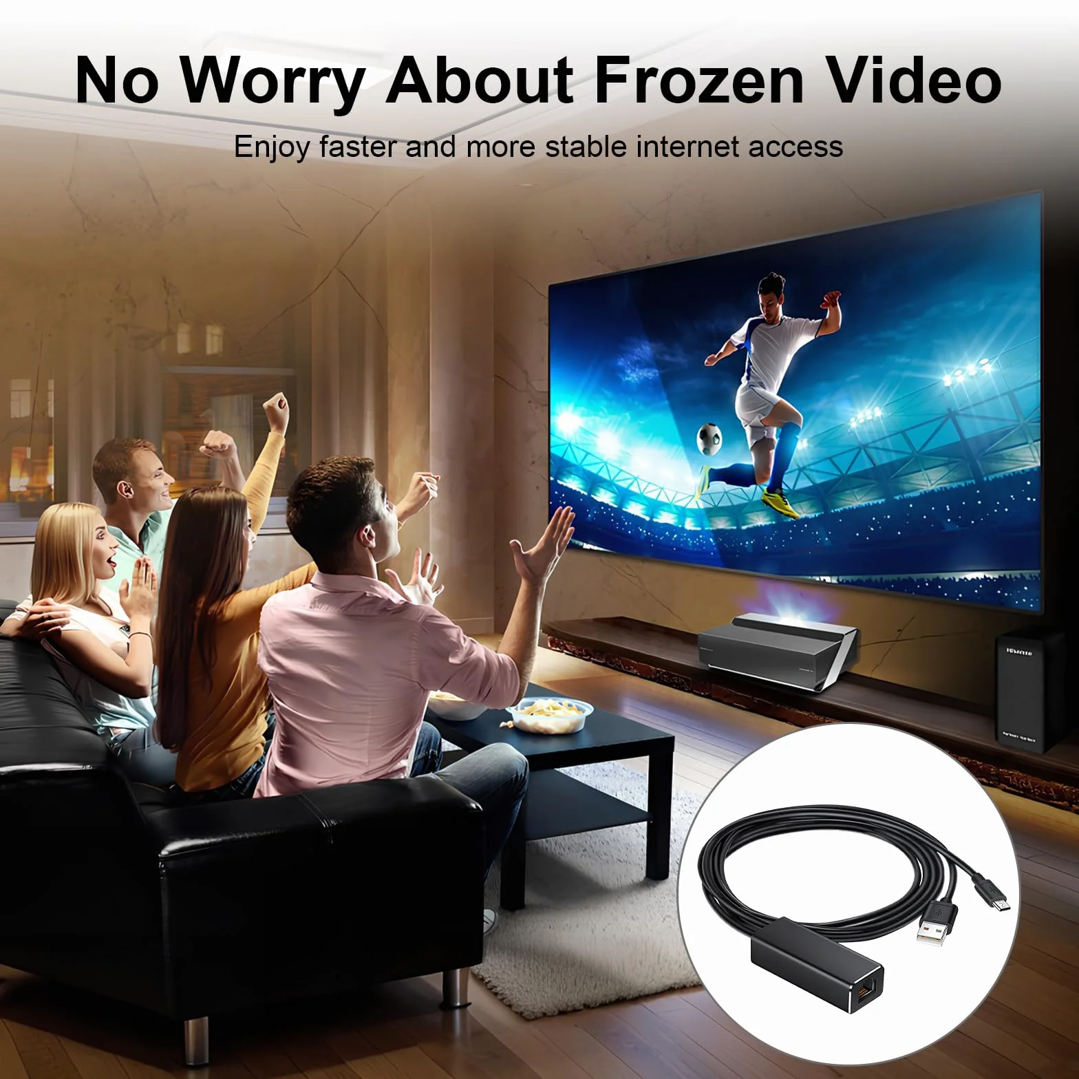 Adapter Ethernet do Fire TV Stick & Chromecast, Micro USB na RJ45 LAN adapter sieciowy, 100 Mbps Ethernet