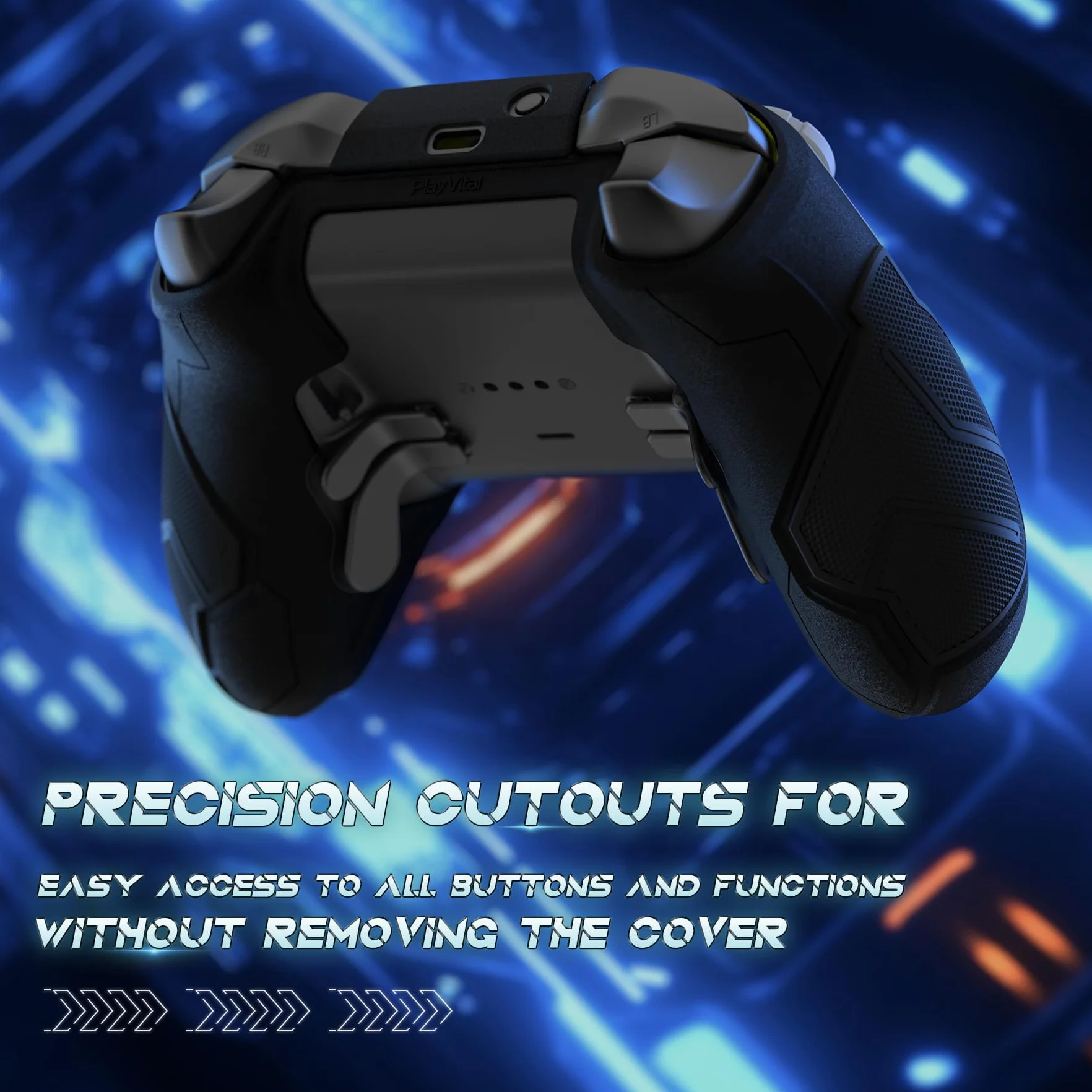 PlayVital Silikonowe Etui Ochronne do Xbox Elite Series 2 Core Szary Czarny Mecha Stellar