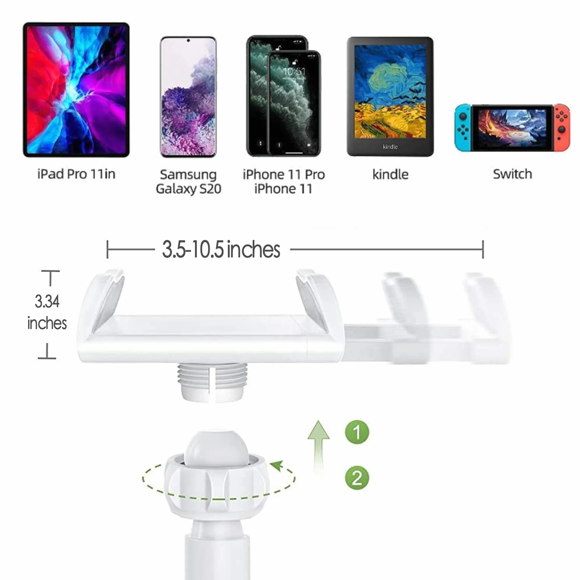 Uchwyt przez telefon, wsparcie dla uniwersalnego pulpitu 360 ° wspornik obrotowy, całkowita długość 80 cm, regulowaną obsługę gęsią, ramię rozszerzalne (Czarny)