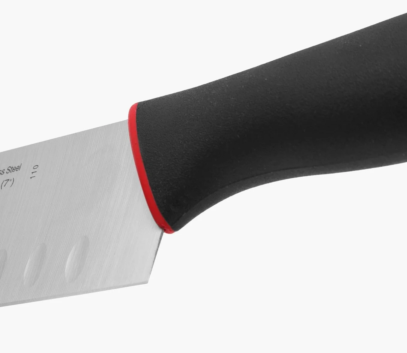 Arcos Seria Duo - Nóż Santoku - Ostrze Nitrum Stal nierdzewna 17.8 cm - Uchwyt Polipropylen Pokryty Elastomerem Kolor Czarny i Czerwony