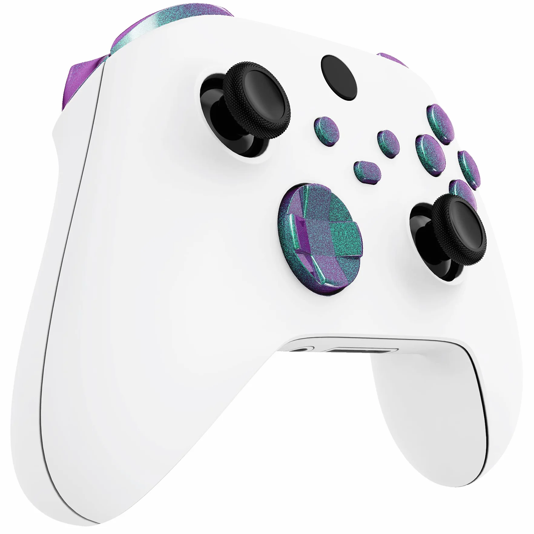 eXtremeRate No Letter Imprint Niestandardowe Pełne Przyciski dla Xbox Series X/S Controller, Kameleon Zielony Fioletowy Akcesoria Zderzaki Wyzwalacze Dpad Przyciski ABXY dla Xbox Series X/S, dla Xbox Core Controller