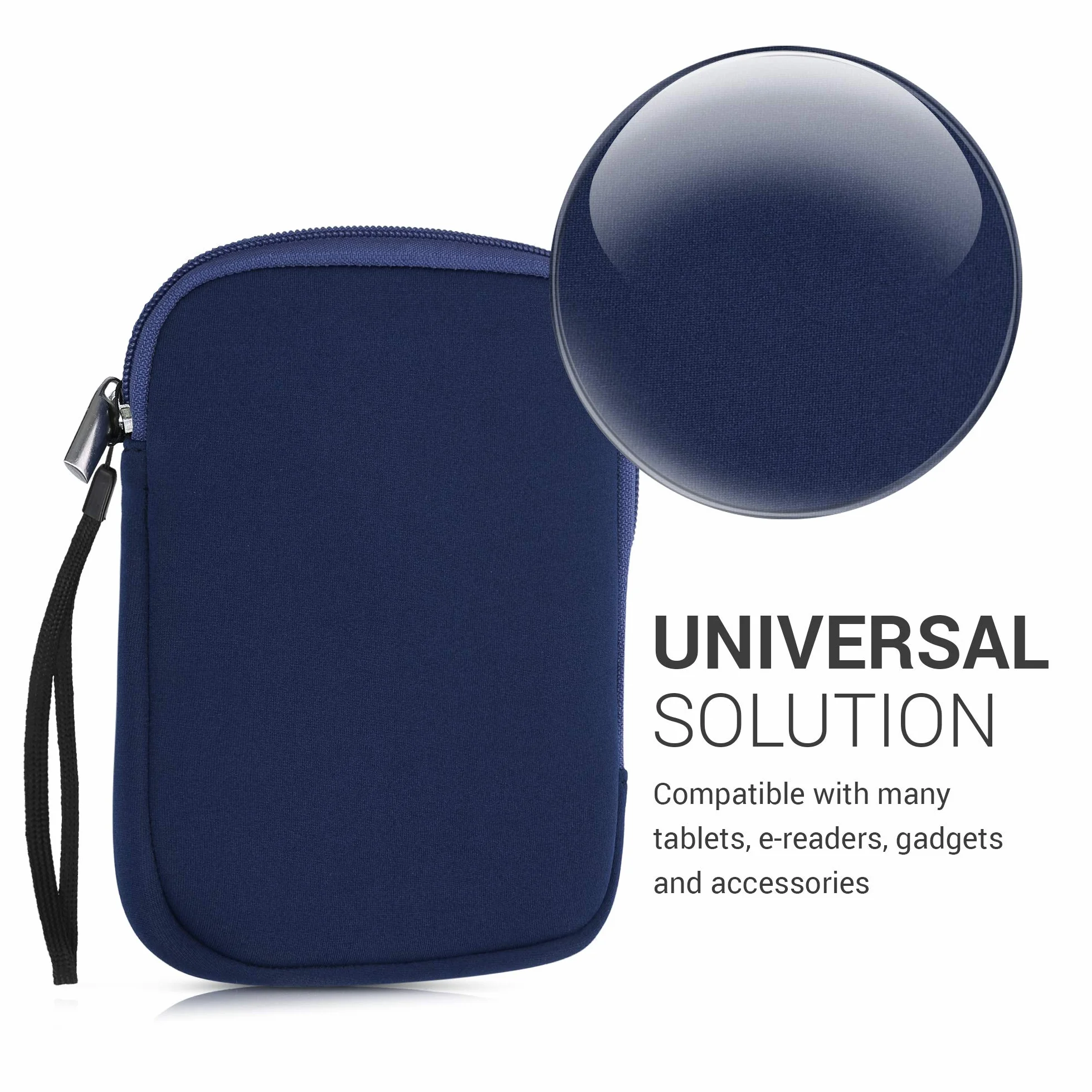 kwmobile Etui ochronne do czytnika e-booków - neoprenowe etui pokrowiec ochronny ciemnoniebieski - wymiary wewnętrzne 17 x 12 x 2 cm
