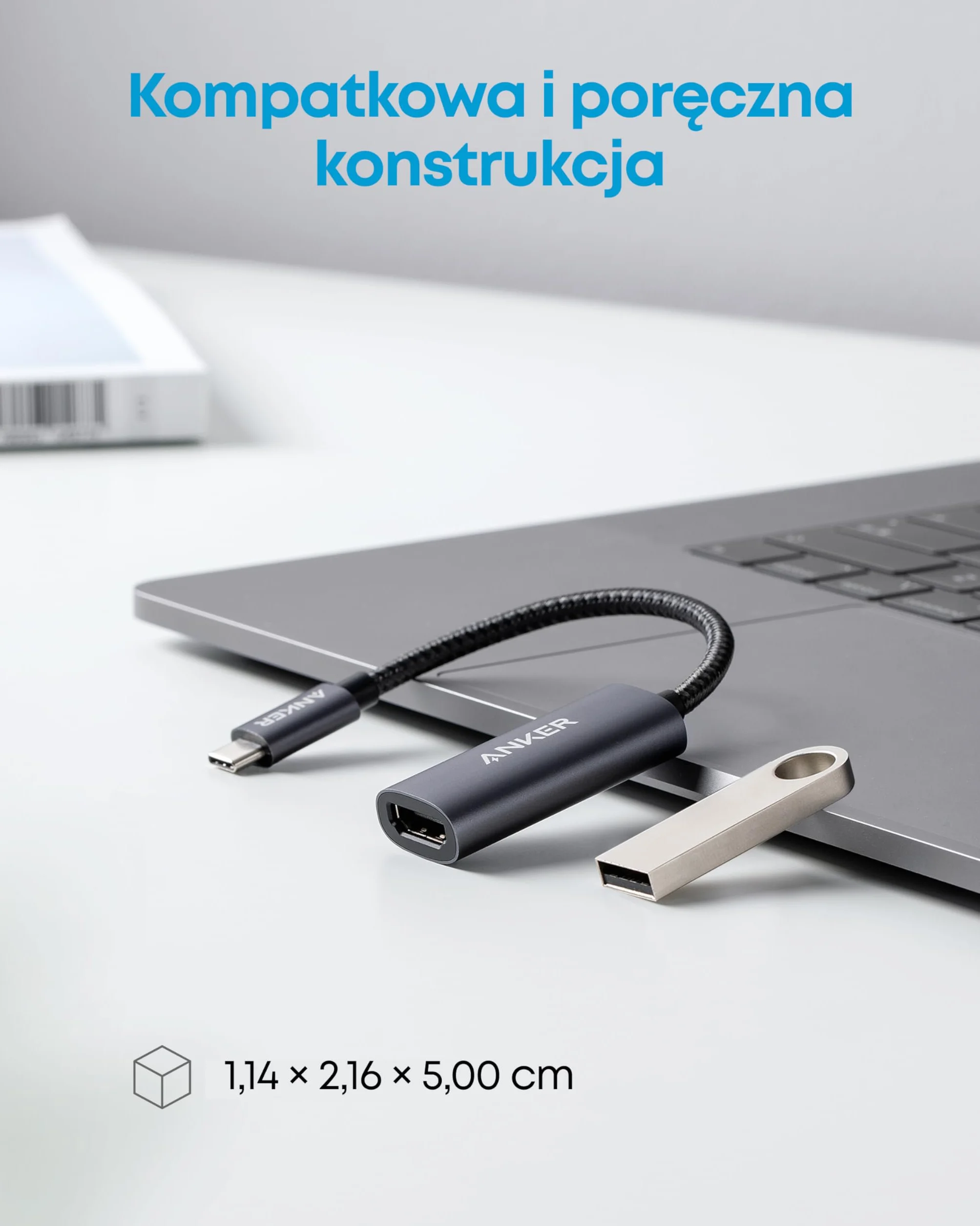 Adapter Anker USB C do HDMI (4K@60Hz), adapter 310 USB-C (4K HDMI), do MacBook Pro, MacBook Air, iPad Pro, Pixelbook, XPS, Galaxy i innych (kompatybilny z portami Thunderbolt 3)