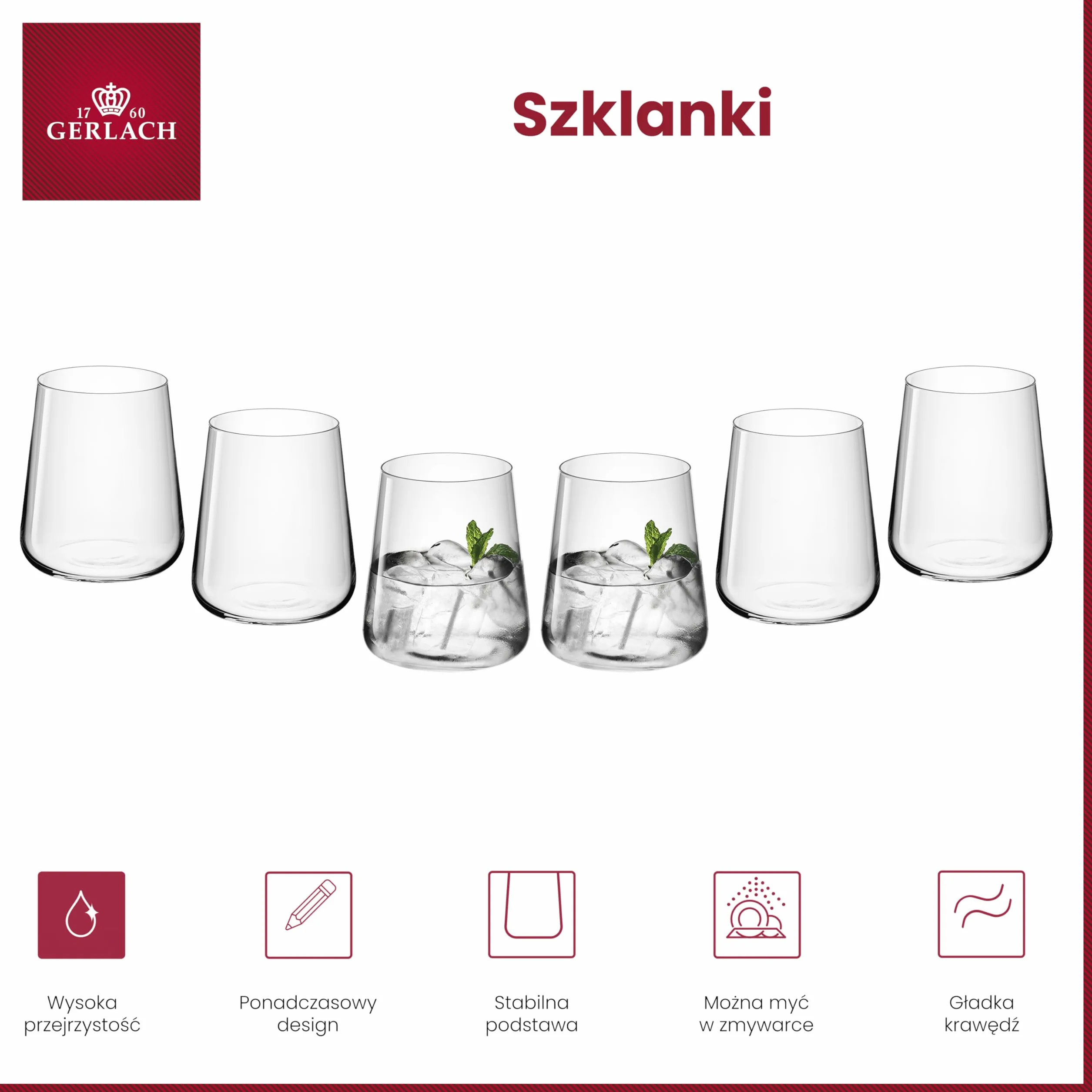 Gerlach 1760 Zestaw 6 Szklanek Modern 430 ml Przezroczyste