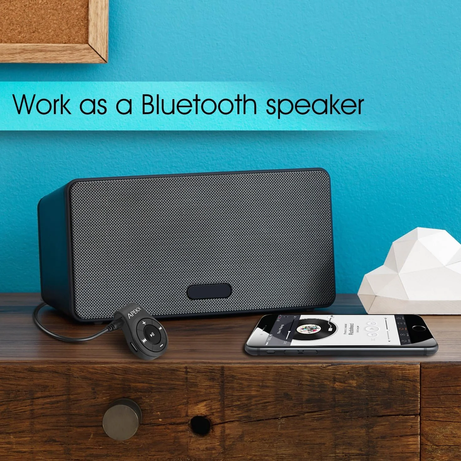 APEKX Adapter audio Bluetooth do zestawu słuchawkowego, głośnika, odbiornika bezprzewodowego z mikrofonem do rozmów głośnomówiących i muzyki