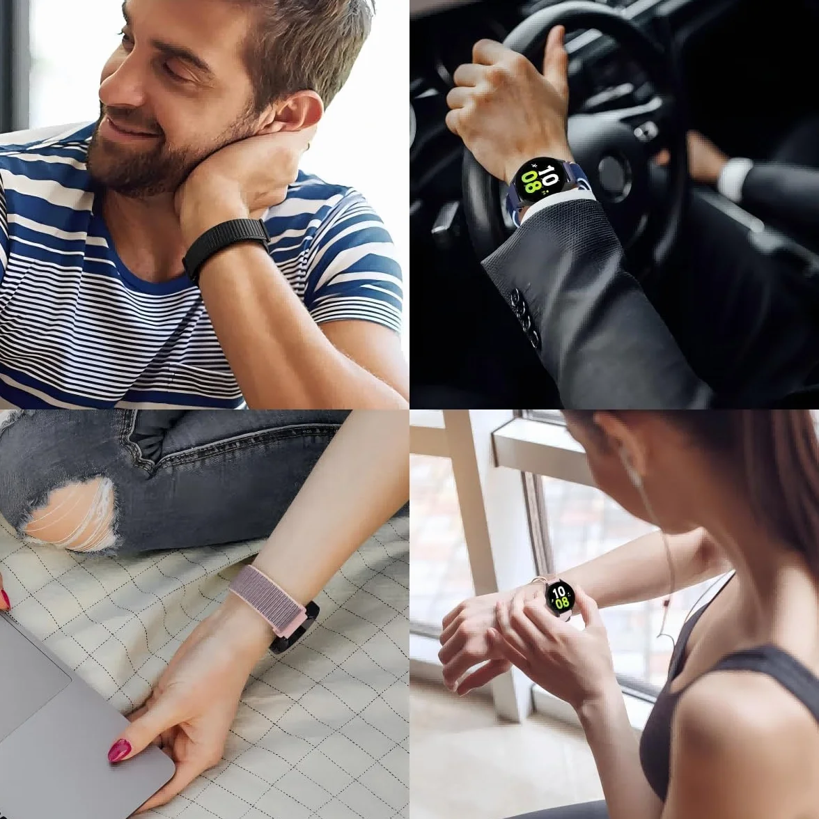 Pasek do zegarka Garmin Forerunner 165/168/158/245/645/55/Vivoactive 6/5/3 Music/Approach S50/S42/S40/S12, regulowany pasek do zegarka, miękki nylonowy pasek do zegarka