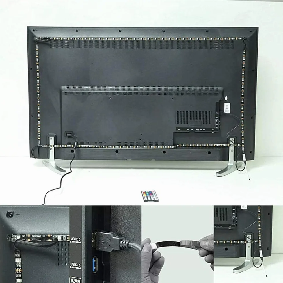 DC 5 V kabel USB pasek LED lampa SMD 5050 TV tło zestaw oświetlenia biurko tło lampa do telewizora komputerowego ekran wyświetlacza wielokolorowa osłona