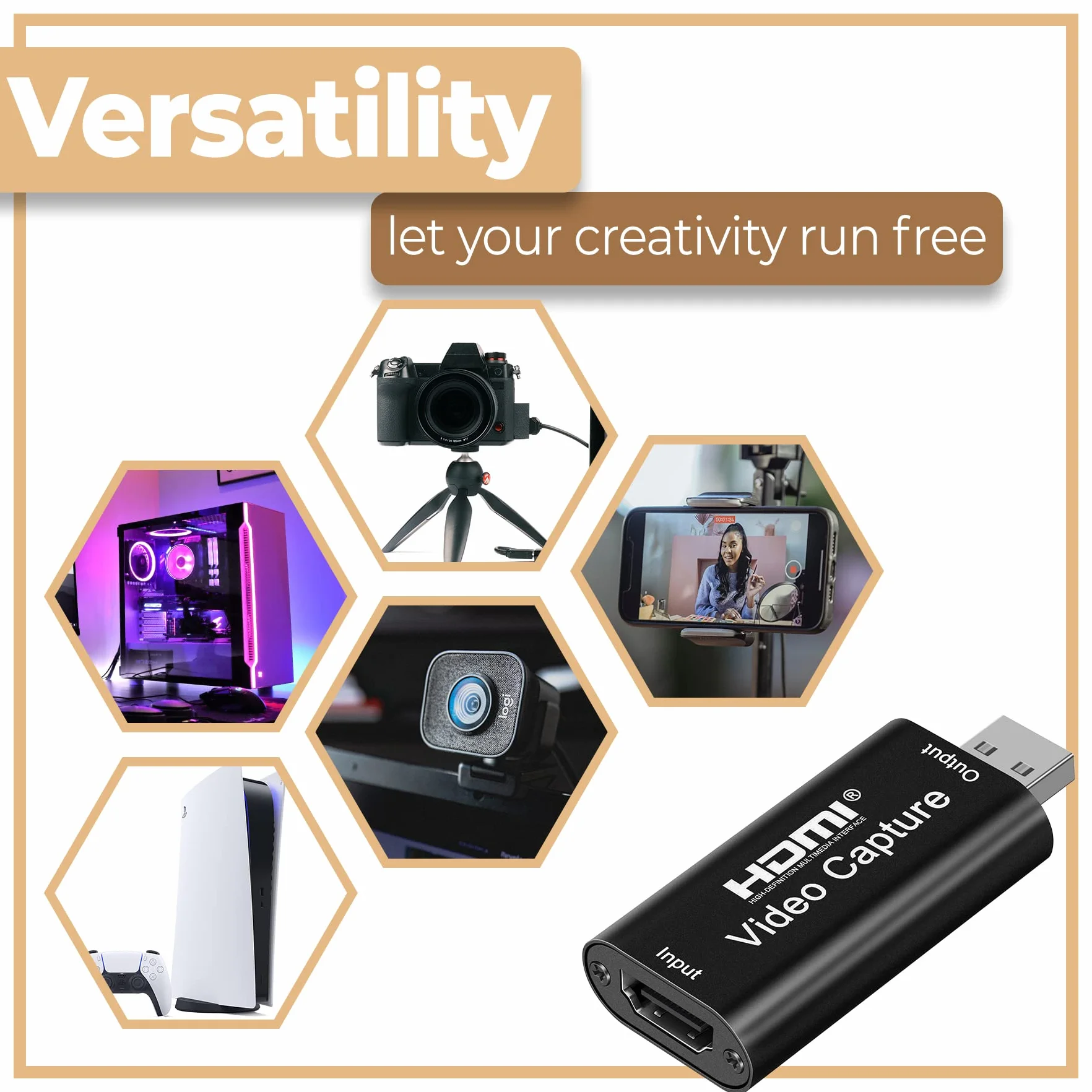 Retoo Karta wideo HDMI na USB 2.0 Adapter przechwytujący 4K do do PS5 PS4 Video Capture Card Transmisja na żywo i nagrywanie do gier streamingu lekcji wideokonferencji 1080p