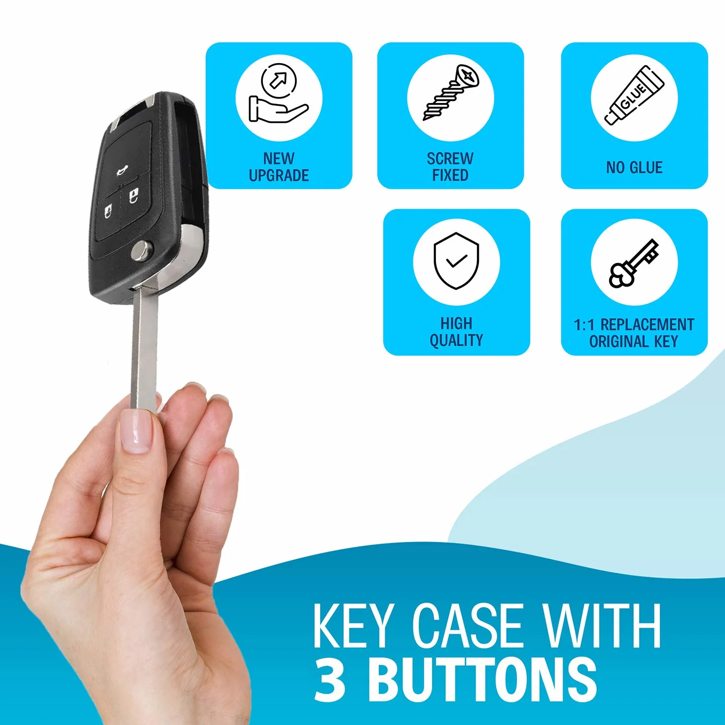 Etui na klucze do Opel Astra J Insignia A Meriva B Zafira C Mokka Chevrolet Orlando Aveo - pilot zdalnego sterowania 3 przyciski
