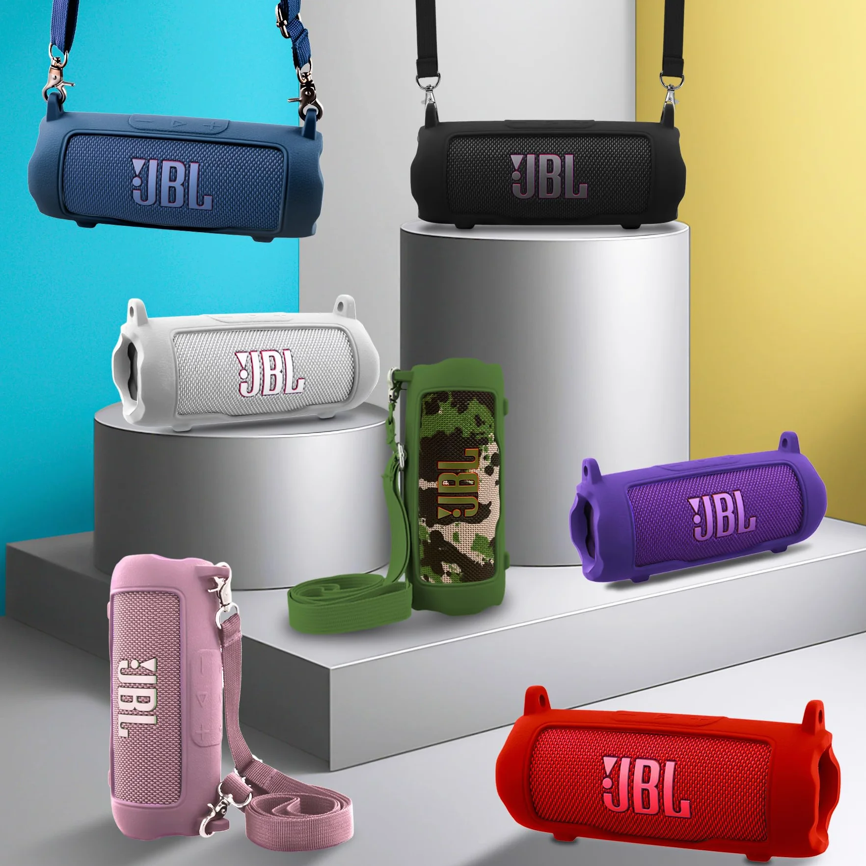co2CREA Silikonowe etui kompatybilne z JBL Flip 7 Bezprzewodowy przenośny głośnik Bluetooth (tylko pudełko, tylko etui)