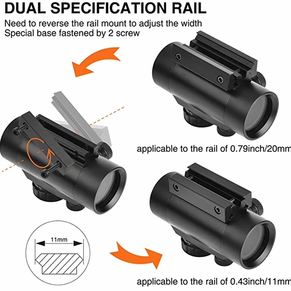 Paike 1X40 kolimator red dot czerwona zielona kropka podświetlana, szyna 11mm/20mm, osłony ochronne luneta