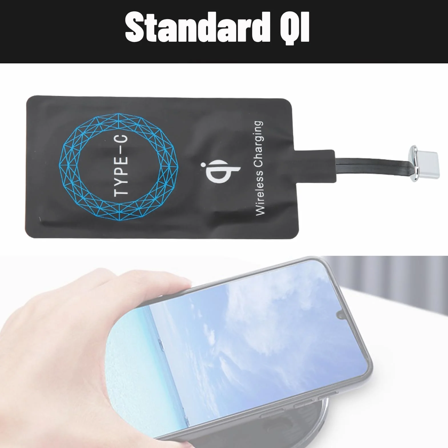 2 Szt. Bezprzewodowy Odbiornik USB C, Szybkie ładowanie Slim Type C Qi Bezprzewodowa ładowarka Odbiornik Chip do Telefonów USB C, Bezprzewodowy Moduł ładowania