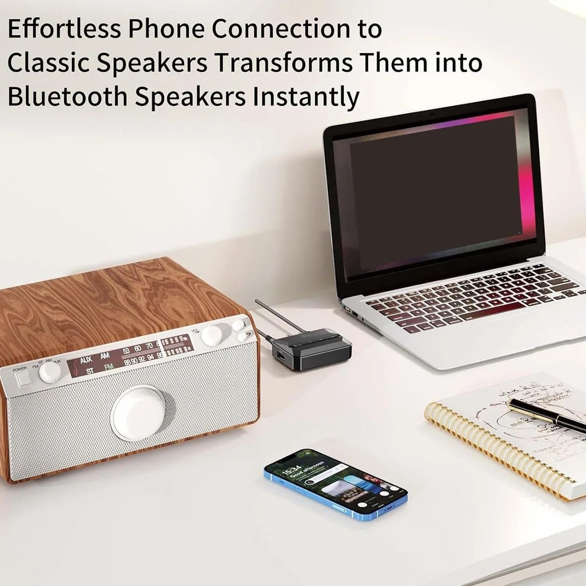 Odbiornik Bluetooth NFC, Adapter Bluetooth 5.3 AUX do Samochodu, Bezprzewodowy Odbiornik Audio do Domowego Zestawu Stereo/GłOśNika/Muzyki