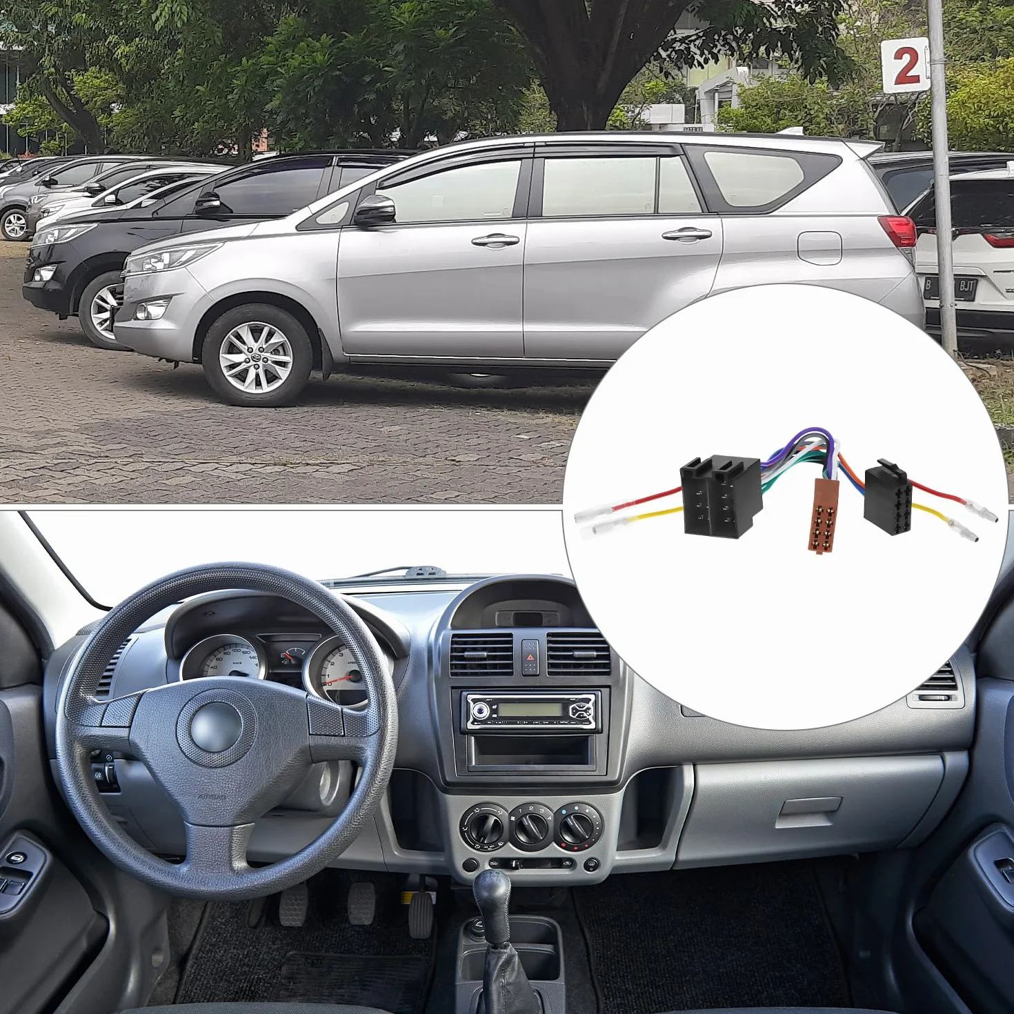 QWORK® Adapter do radia samochodowego, 16-stykowy adapter ISO do radia Android, kompatybilny z Golf MK4 1999-2004