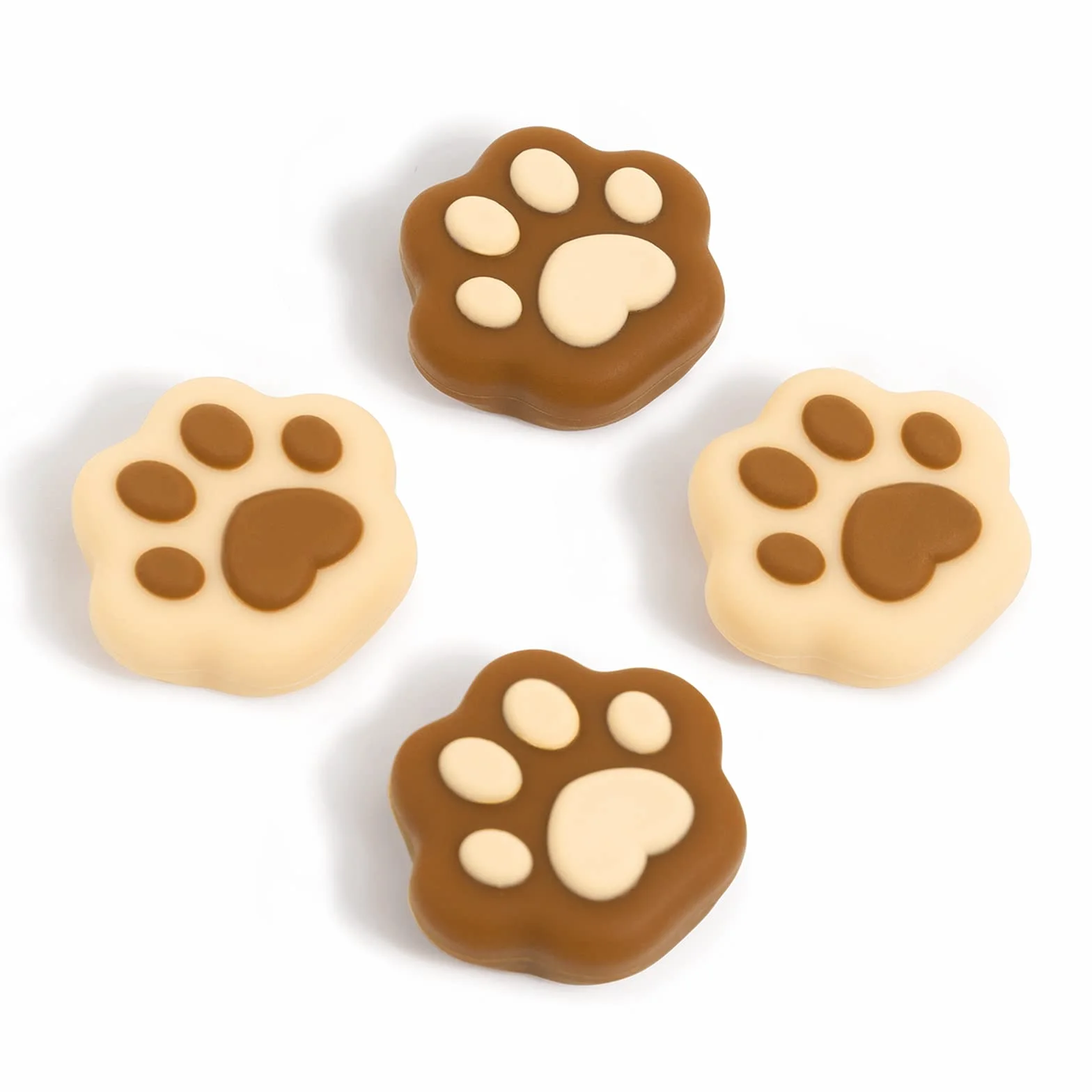 GeekShare 4PCS Cat Paw Shape Thumb Grip Caps,Soft Silicone Joystick Cover Compatible with Switch/OLED/Switch Lite (Milk Tea Brown)