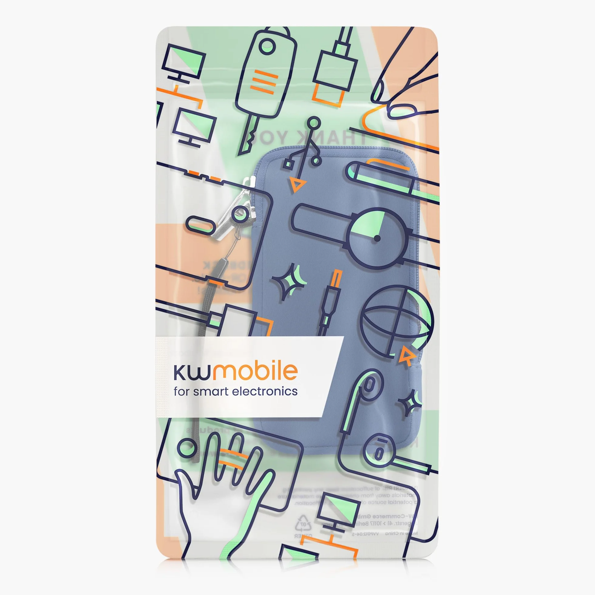 kwmobile Uniwersalne etui na telefon w rozmiarze XL - 6,7/17.3 cm - neoprenowe etui na smartfona z zamkiem błyskawicznym - wodoodporne etui na telefon komórkowy - rękaw w kolorze bałtyckim niebieskim