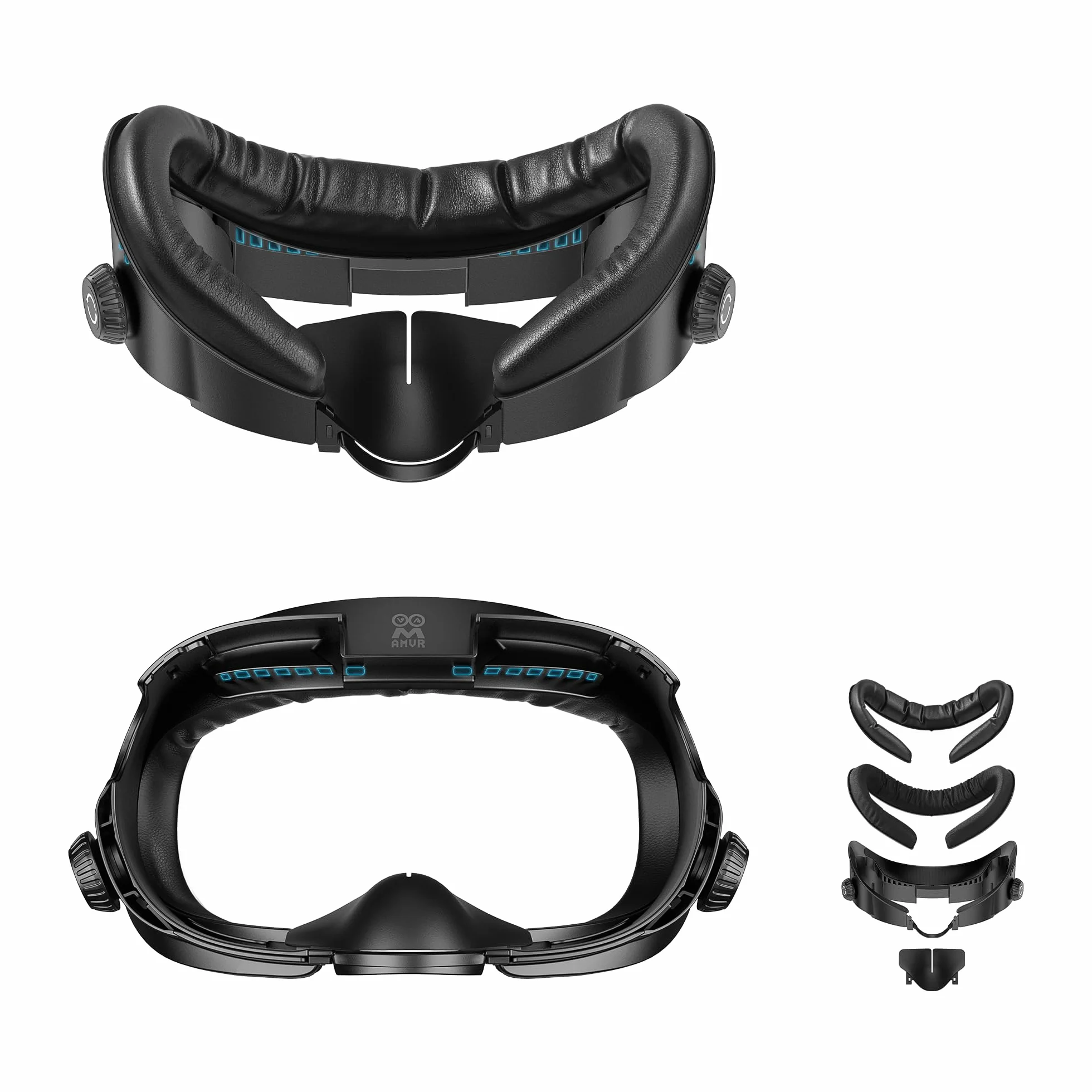 AMVR FC4 Ulepszona nakładka na twarz interfejs twarzy kompatybilna z akcesoriami Meta/Oculus Quest 3, z regulowaną pokrętłem, z poduszką na twarz z PU i oddychającą bawełną z lodowego jedwabiu (lepsza