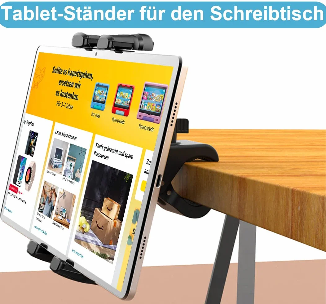 Stojak na tablet, bieżnia, uchwyt na tablet, rower treningowy, uchwyt na tablet, obracany o 360°, stojak na tablet, stojak na mikrofon, biurko, kierownicę, do smartfonów i czytników e-booków 4,5