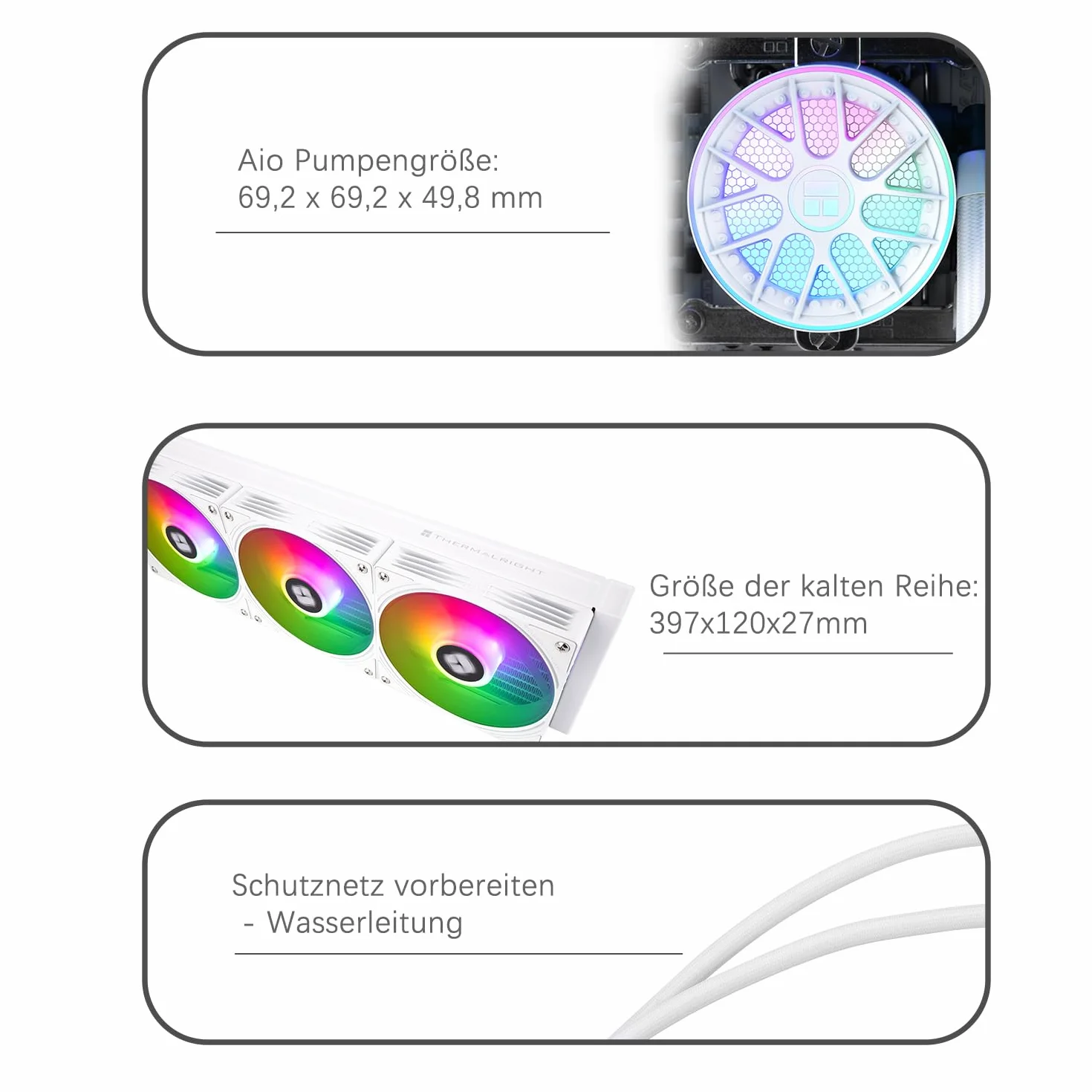 TR-Thermalright AQUA ELITE 360 V6 ARGB White, chłodzenie cieczą CPU, 360 mm AIO, 3 wentylatory PWM ARGB, dla AMD AM4/AM5, Intel LGA1851/1700/115x/1200 (białe)