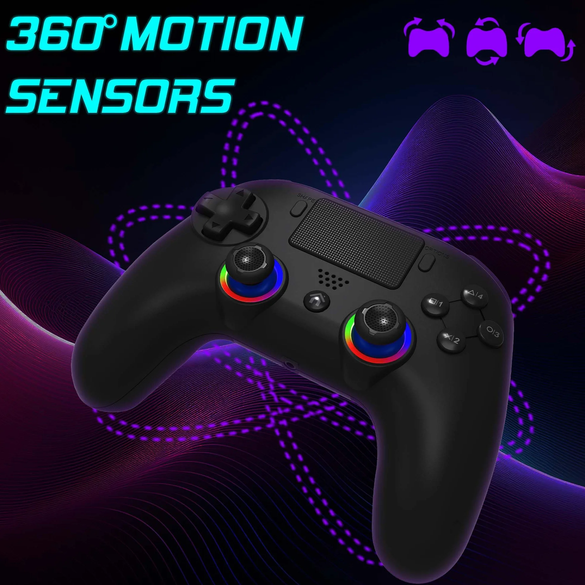 Subsonic Bezprzewodowy kontroler do PS5 z programowalnymi wiosłami LED, wibracją i dotykiem, czarny