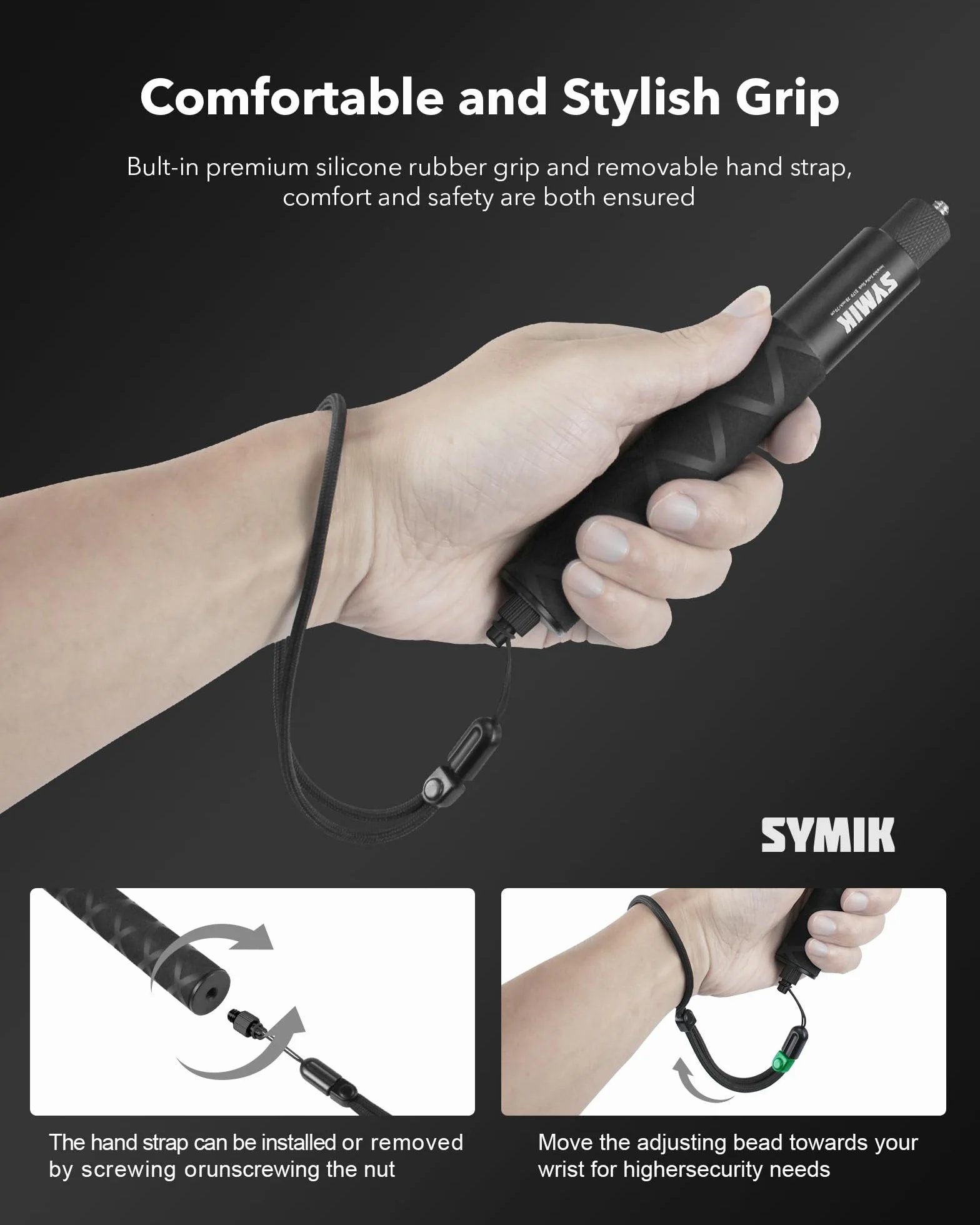 SYMIK Niewidoczny kijek do selfie do Insta360 (70 cm/27,6 cala), przedłużacz ze stopu aluminium, przenośny, wysuwany statyw jednonożny do Insta 360 X5 X4 X3 ONE X2 do DJI Osmo 360