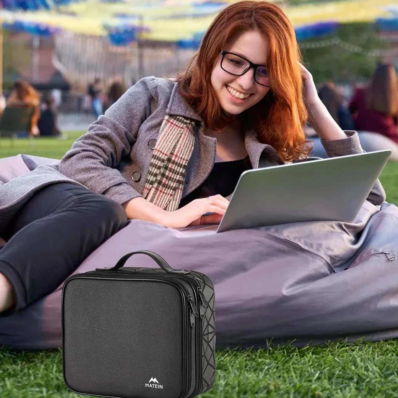 MATEIN Torba z organizerem kabli, 2-warstwowa podróżna torba na elektronikę, wodoodporna, odporna na uderzenia, podróżna torba z organizerem na kabel USB, powerbank, mysz, czarnyÓ