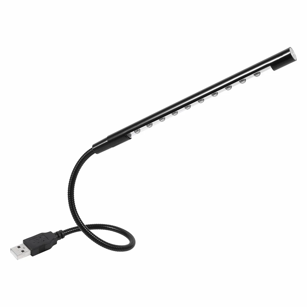 Elastyczne diody LED Mini USB 10 lamp-Taschenlampe do laptopa komputer stancjonarny Tastatur (Schwarz)