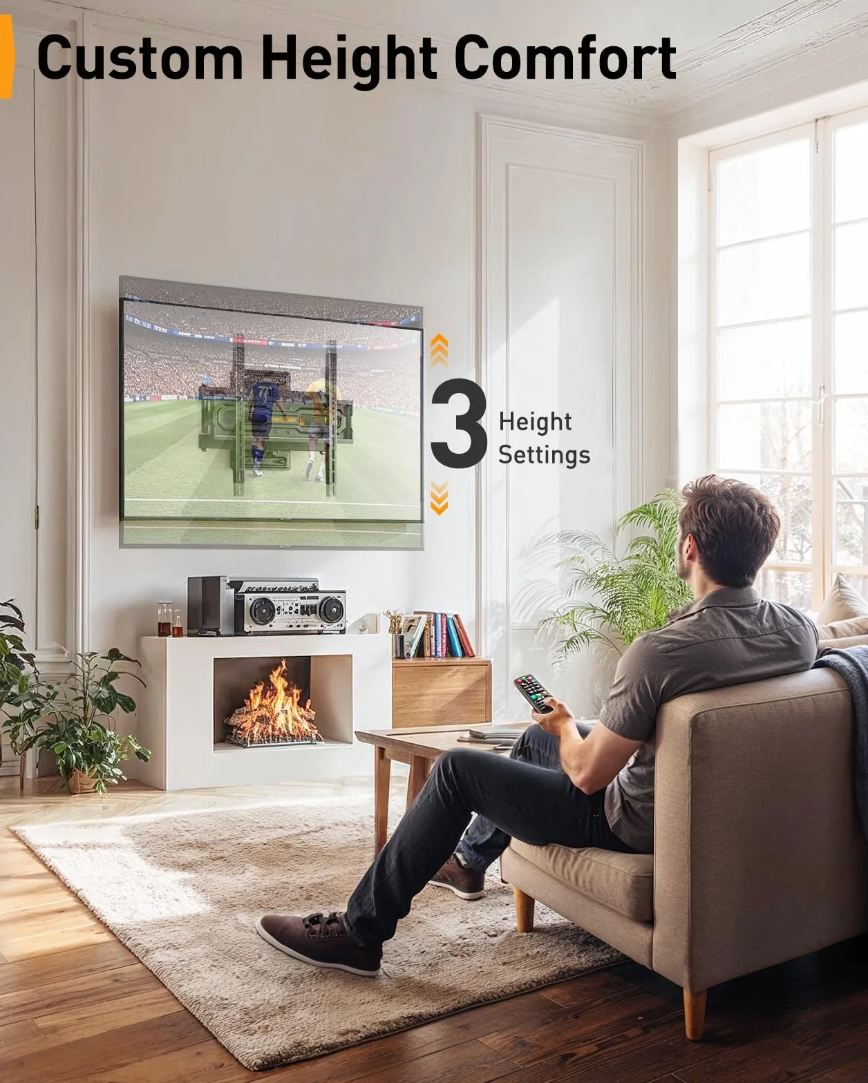 Perlegear uchwyt ścienny do telewizora na 23-70 calowych TV do 50 kg, uchwyt ścienny do telewizora z regulacją wysokości i szybkim ustawianiem nachylenia, uchwyt ścienny do telewizora 55 cali obrotowy