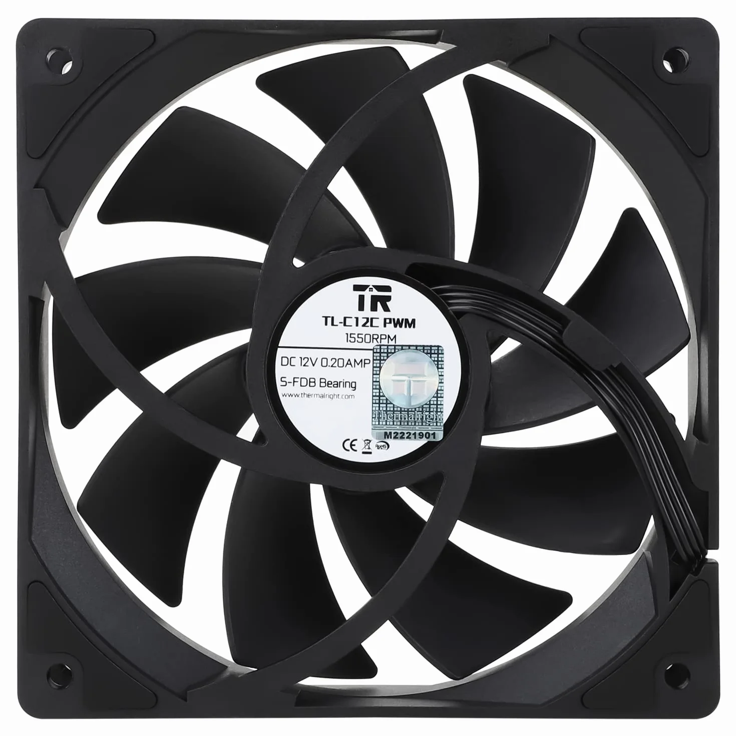 Thermalright TL-C12C CPU Fan 120mm Case Cooler Fan, 4pin PWM Cichy wentylator komputerowy z S-FDB łożyska w zestawie, do 1550RPM wentylator chłodzący（3 ilości）