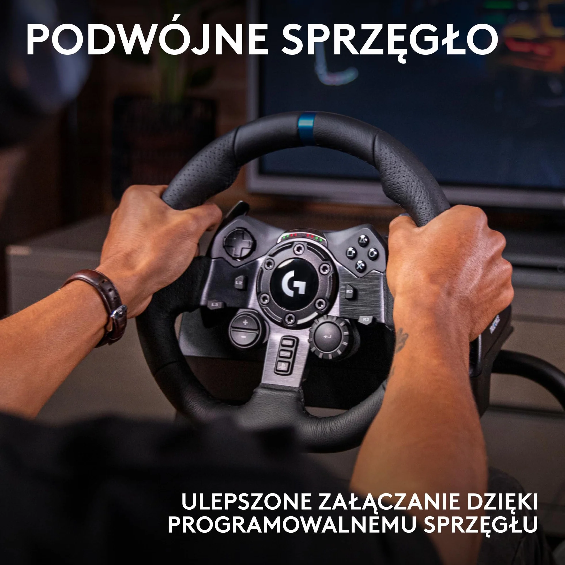 Logitech G G923 Kierownica wyścigowa i pedały, siłowe sprzężenie zwrotne TRUEFORCE 1000 Hz, PS5, PS4, PC, Mac - Czarny
