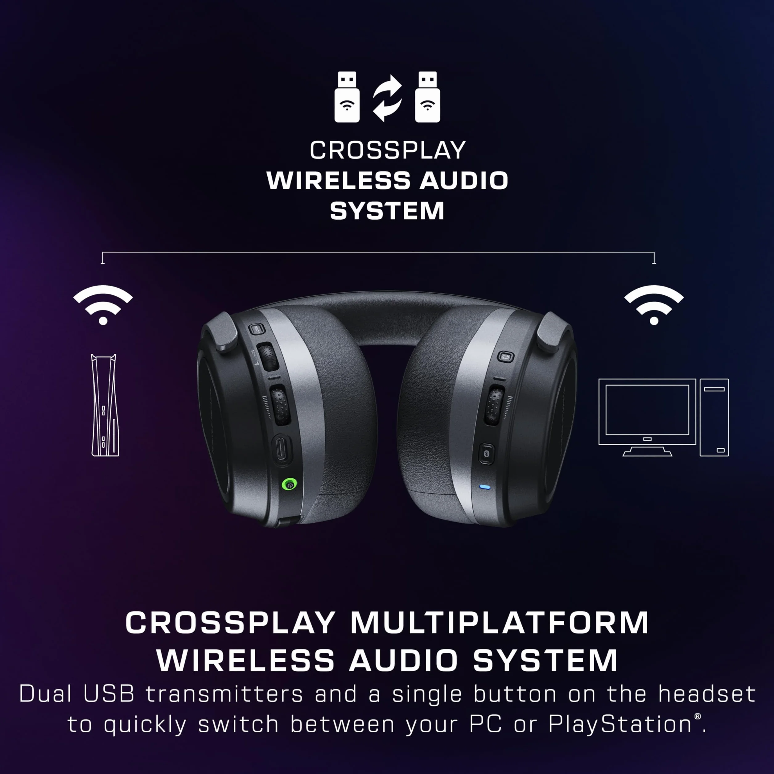 Turtle Beach Stealth 700 - Bezprzewodowe wieloplatformowe słuchawki gamingowe do PC, PS5, PS4 i urządzeń mobilnych - Czarny