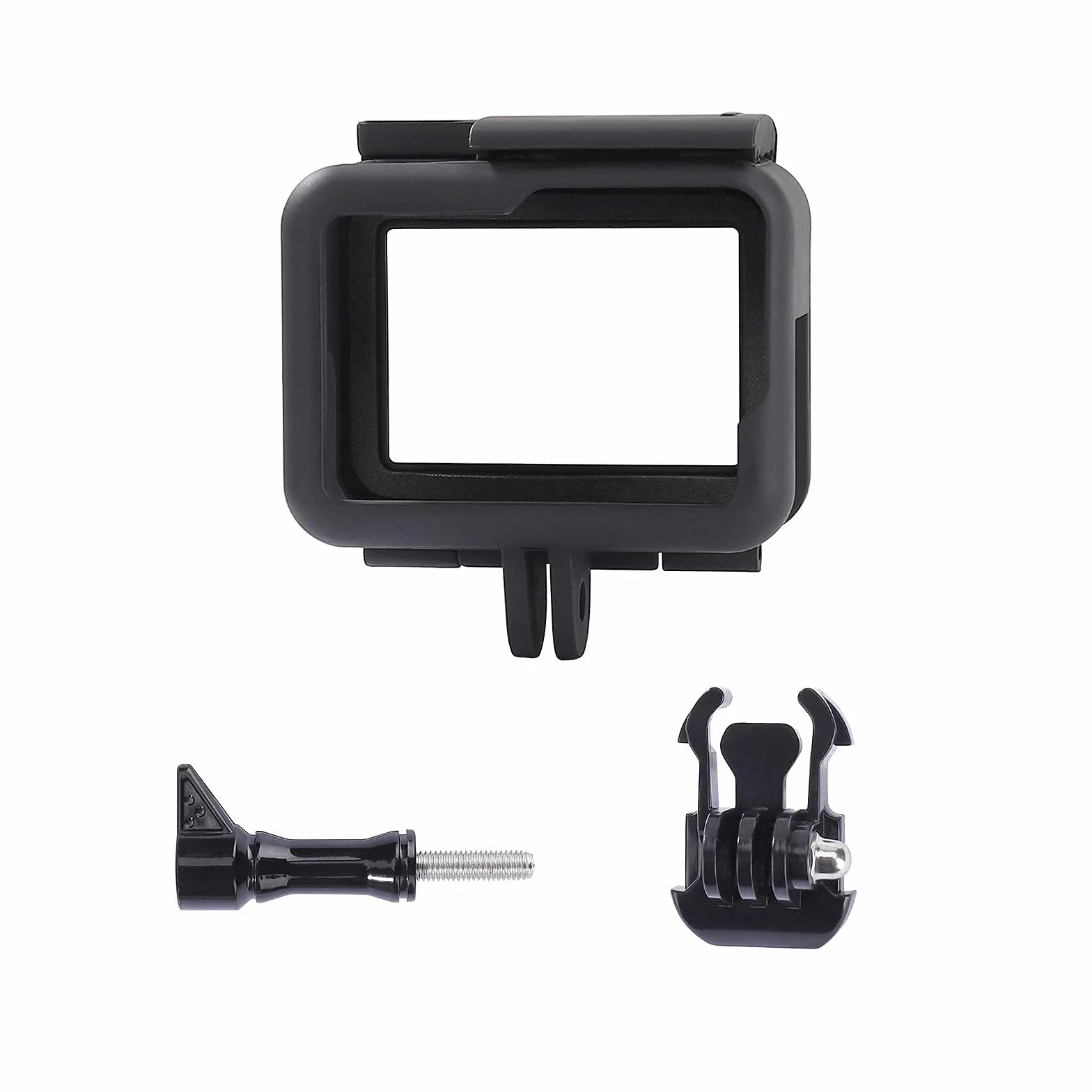Ramka ochronna kompatybilna z GoPro Hero7/(2018)/6/5 Krawężnik z wyjmowanym mobilnym gniazdem i śrubami czarna