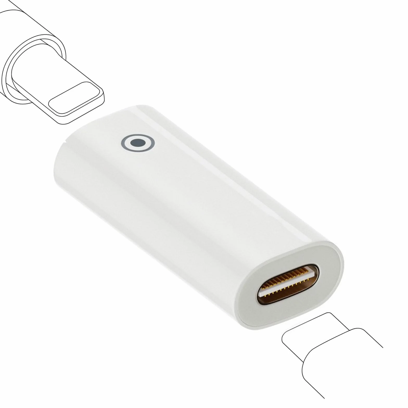 Cerioll USB C Pencil Charger Adapter for Apple Pencil 1st Gen, Charging Adapter Compatible with Apple Pencil, 1 Sztuk, Biały